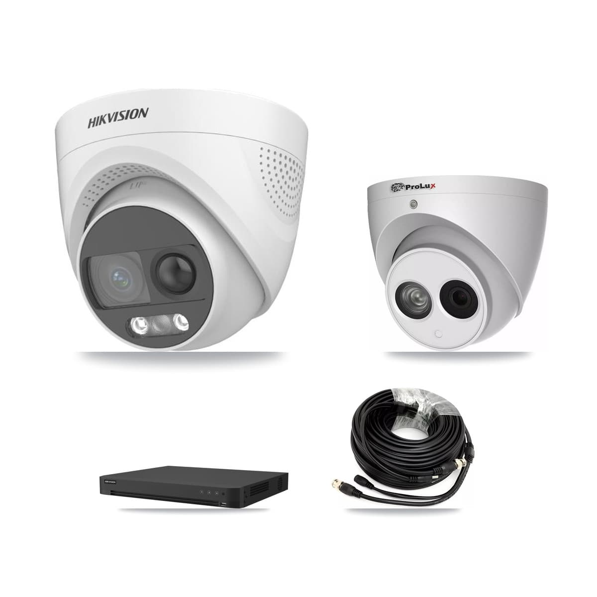 Hikvision & Prolux 32-Channel 4MP – 5MP CCTV Kit — 5 DS-2CE72KF3T 5MP + 1 PXC-612C4W-A 4MP Turret Cameras + 8TB Recording (IDS-7232HQHI Recorder) - Image 1
