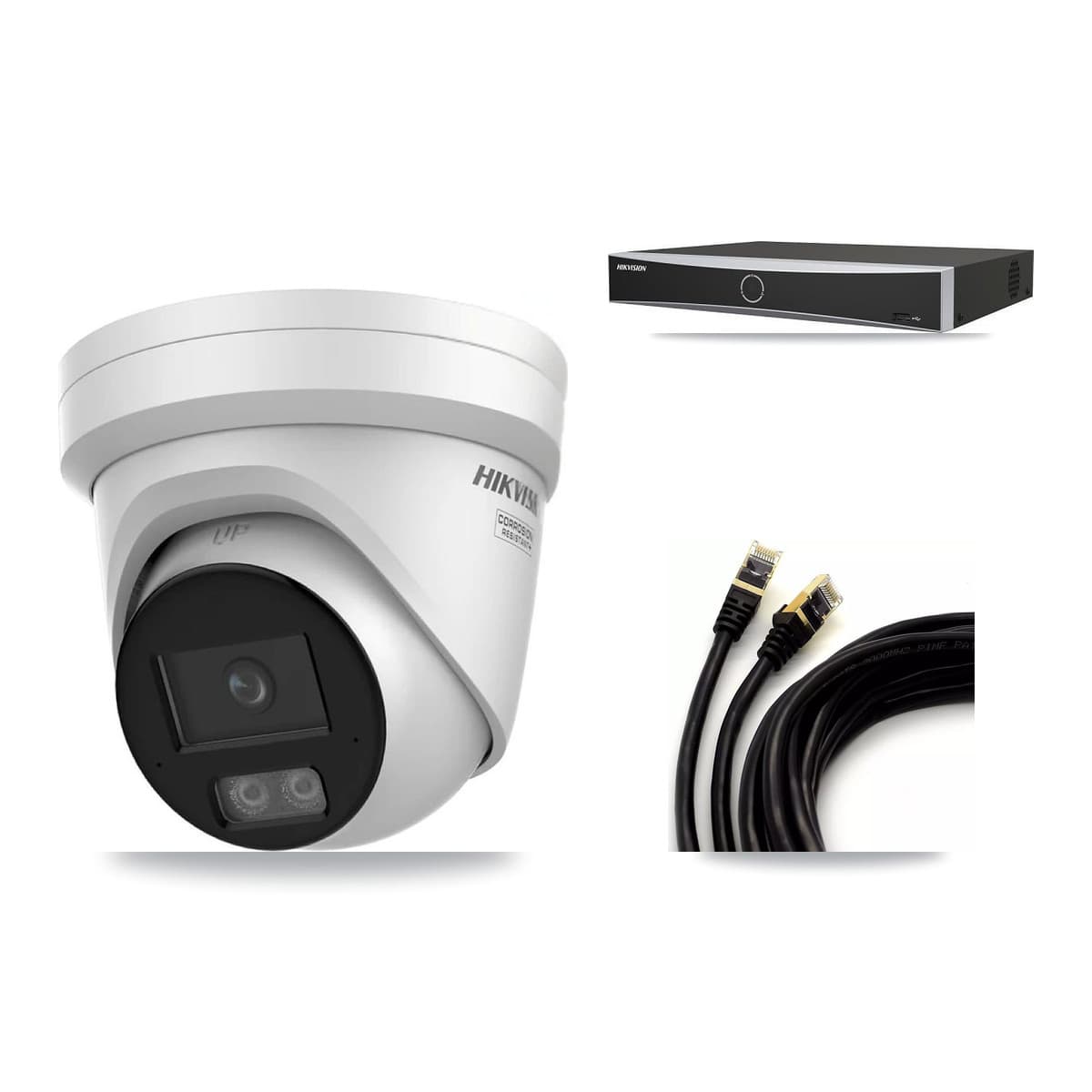 Hikvision 4-Channel 4K CCTV Kit — 2 DS-2CD2387G3 Turret Cameras + 8TB Recording