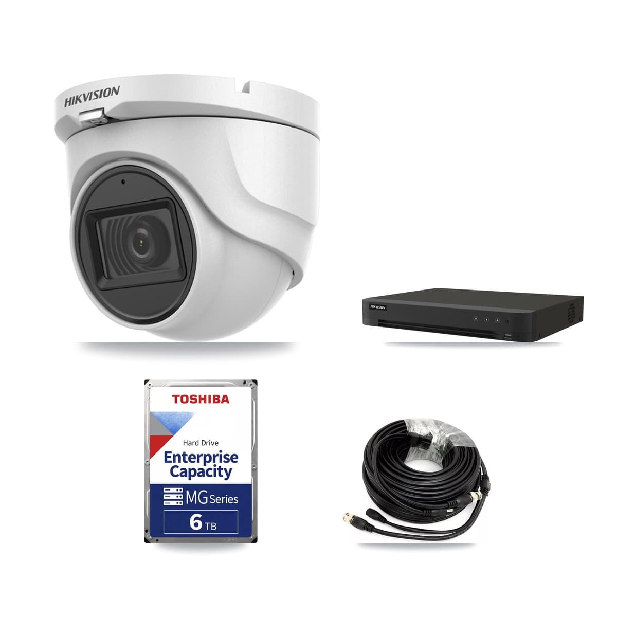Hikvision 16-Channel 5MP CCTV Kit — 5 DS-2CE76H0T Turret Cameras + 6TB Recording (IDS-7216HQHI Recorder) - Image 1