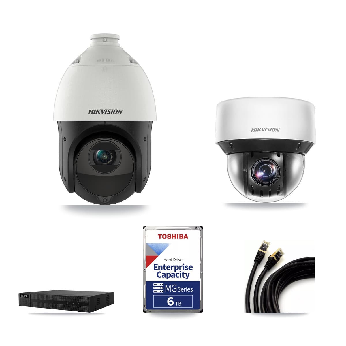 Hikvision & HiLook 8-Channel 4MP CCTV Kit — 4 DS-2DE4425IW + 1 DS-2DE4A425IW PTZ Cameras + 6TB Recording (NVR-108MH-D Recorder) - Image 1