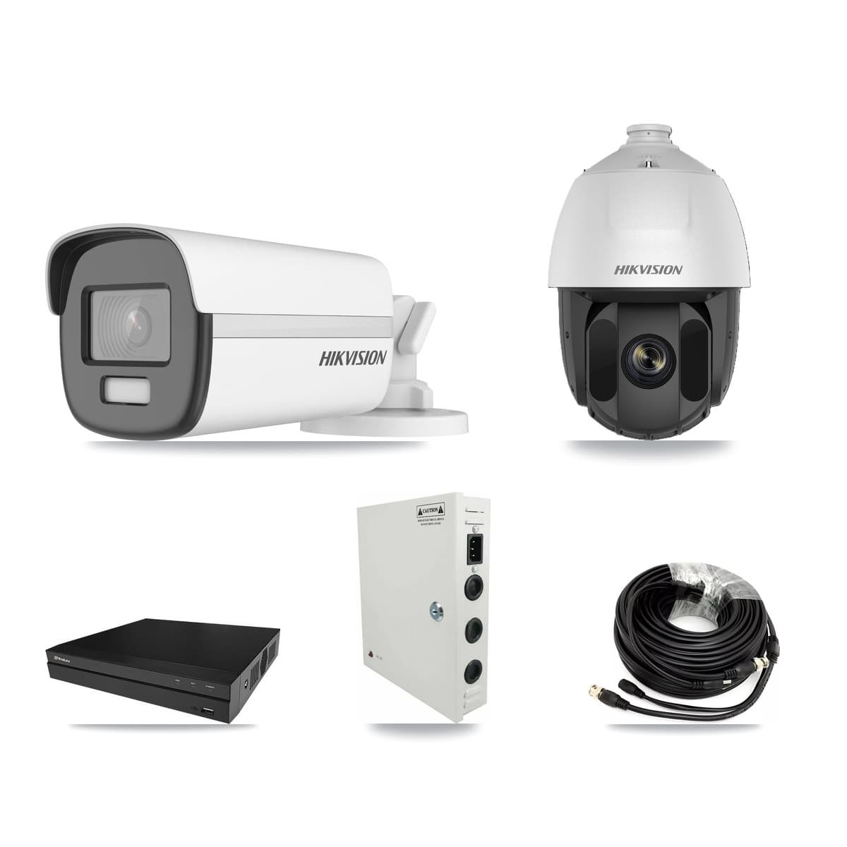 Hikvision & Prolux 8-Channel 2MP – 4K CCTV Kit — 1 2MP PTZ + 3 4K Bullet Cameras + 8TB Recording (PXD-5208AN Recorder) - Image 1