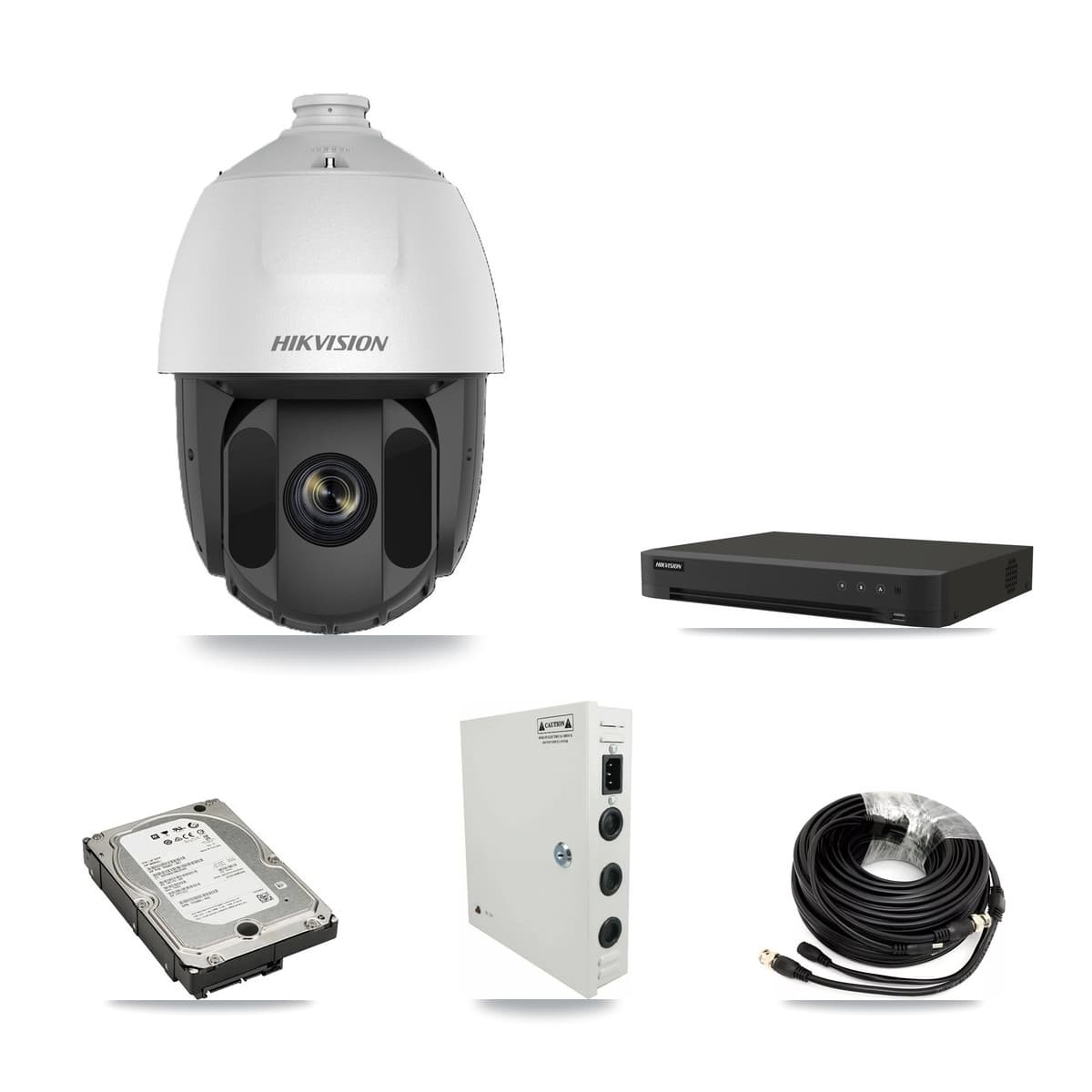 Hikvision 8-Channel 2MP CCTV Kit — 7 DS-2AE5225TI-A-E PTZ Cameras + 5TB Recording (IDS-7208HUHI-M1/XT Recorder) - Image 1