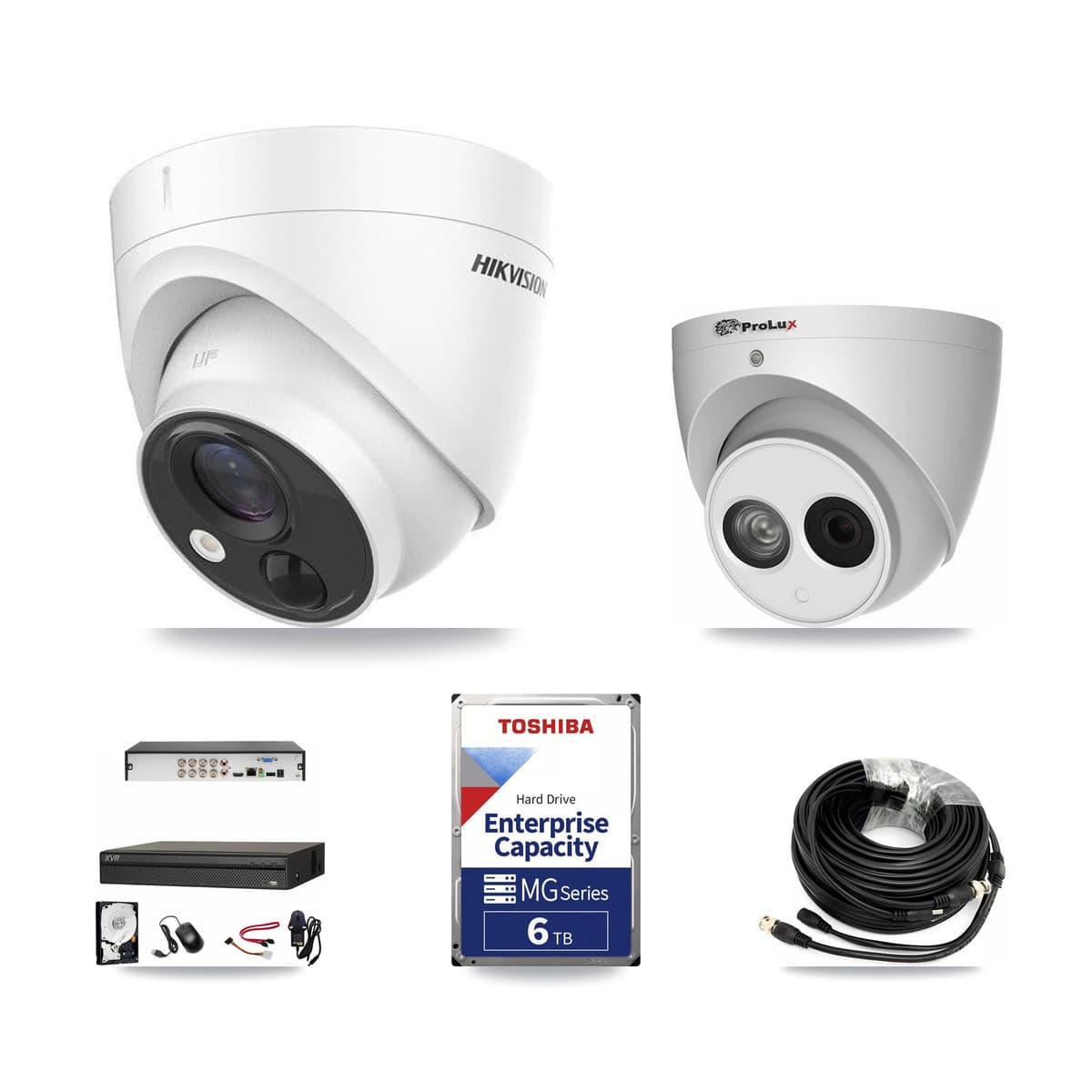 8-Channel 4MP – 5MP CCTV Kit — 4 DS-2CE71H0T 5MP + 1 PXC-612C4W-A 4MP Turret Cameras + 6TB Recording (XVR-3108AD Recorder)