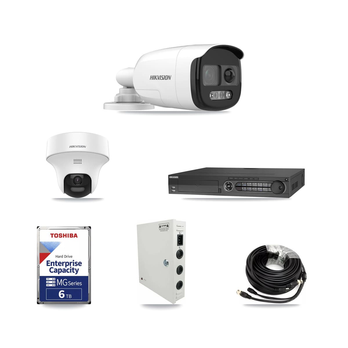 Hikvision 32-Channel 5MP CCTV Kit — 7 DS-2CE12KF3T Bullet + 7 DS-2CE70K0T Turret Cameras + 3× 6TB Recording - Image 1