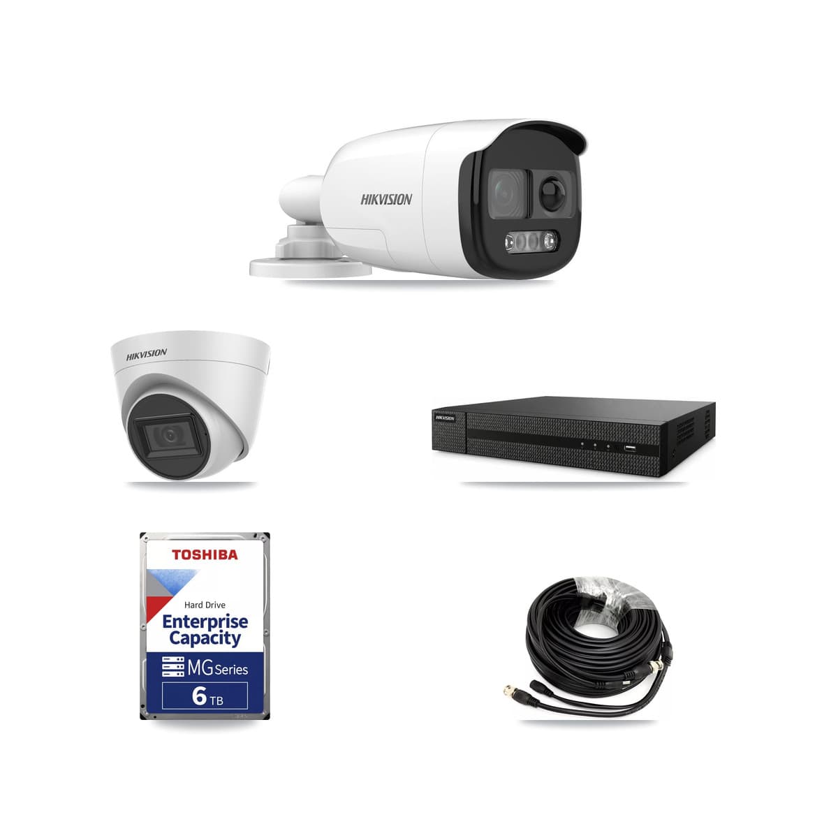 Hikvision 8-Channel 5MP CCTV Kit — 7 Bullet + 1 White Turret Cameras + 6TB Recording - Image 1