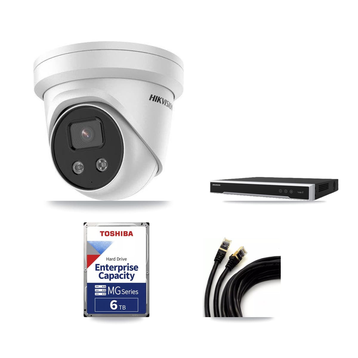 Hikvision 8-Channel 5MP CCTV Kit — 4 DS-2CD3356G2 Turret Cameras + 6TB Recording