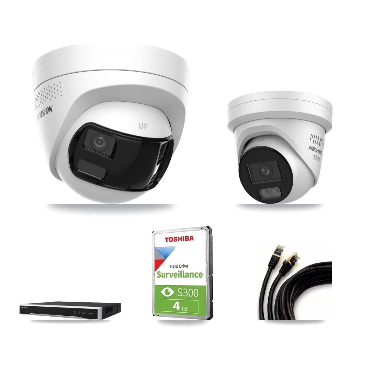 Hikvision 16-Channel 4MP – 4K CCTV Kit — 1 DS-2CD1383G2P 4K + 1 DS-2CD2347G3 4MP Turret Cameras + 4TB Recording - Image 1