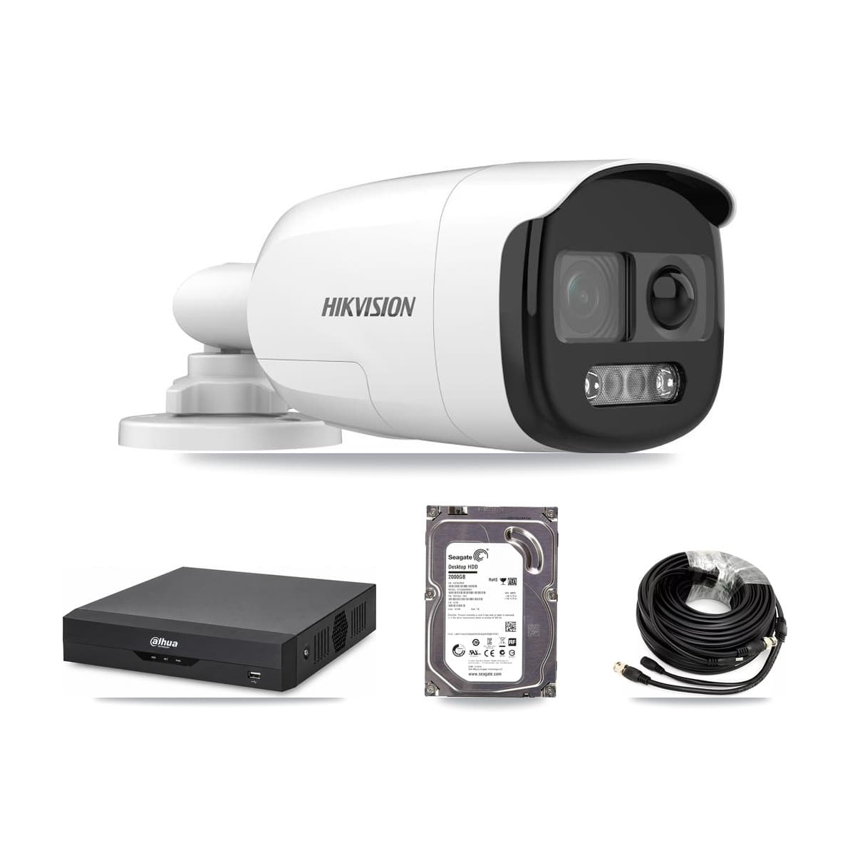 Hikvision & Dahua 4-Channel 5MP CCTV Kit — 1 DS-2CE12KF3T Bullet Camera + 2TB Recording