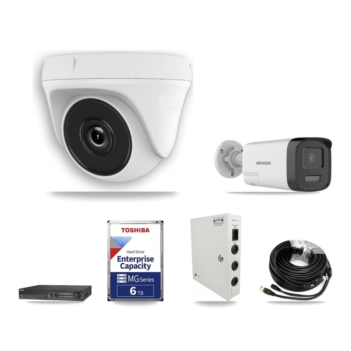 Hikvision 32-Channel 2MP – 5MP CCTV Kit — 1 5MP Bullet + 16 2MP Dome Cameras + 2× 6TB Recording