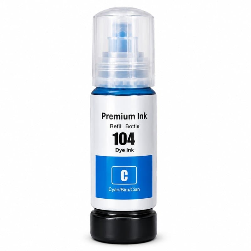 70ml Cyan Ink Bottle Replacement for Epson 104 - Compatible with EcoTank Printers - Image 1