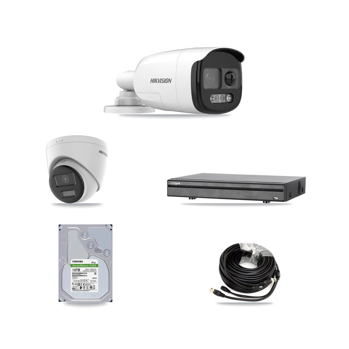 Hikvision & Dahua 8-Channel 5MP – 4K CCTV Kit — 4 DS-2CE12KF3T 5MP Bullet + 2 DS-2CE78U0T 4K Turret Cameras + 10TB Recording (DH-XVR5108H Recorder)