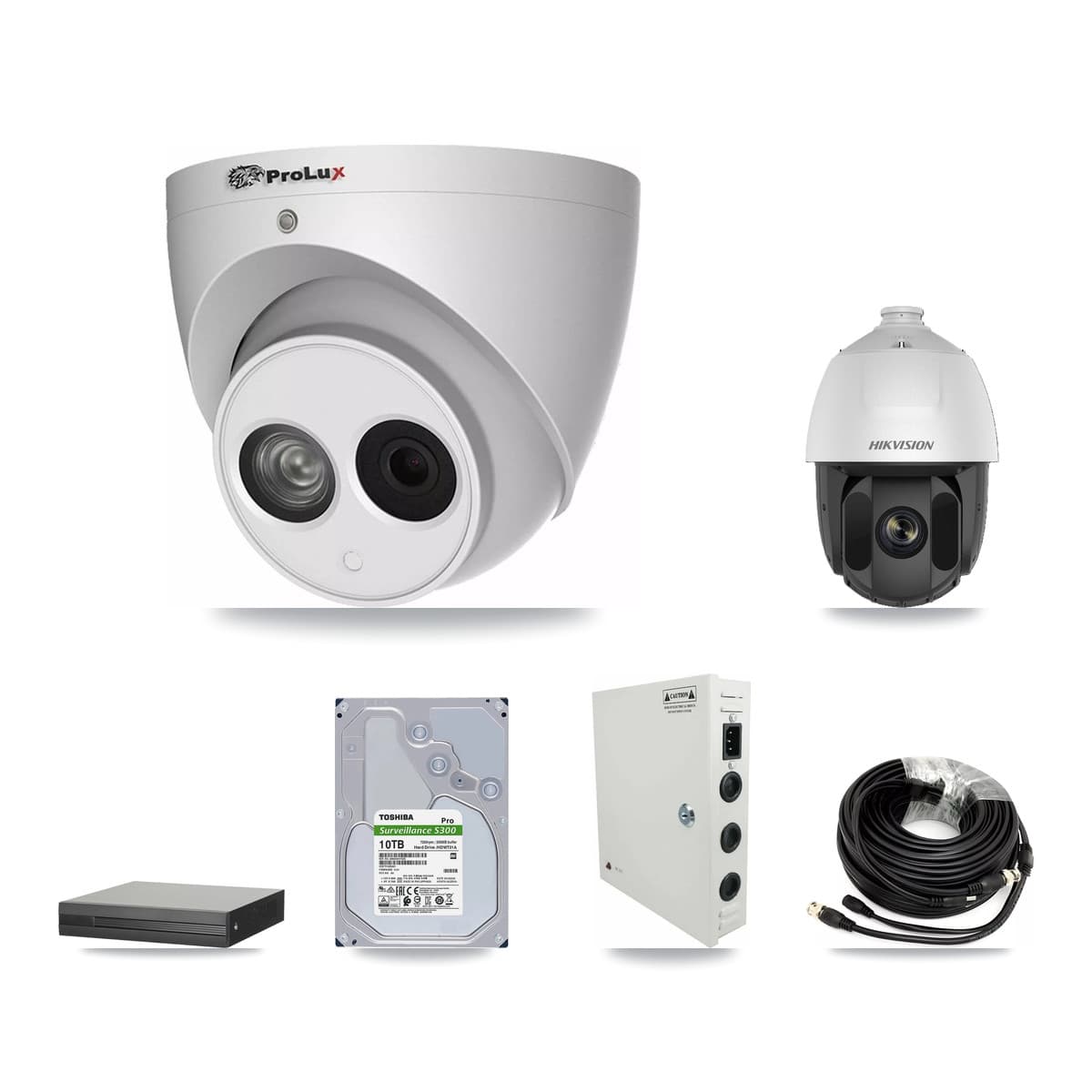 Hikvision & Prolux 16-Channel 2MP – 4MP CCTV Kit — 1 2MP PTZ + 7 4MP Turret Cameras + 10TB Recording (XVR-3116HS Recorder) - Image 1
