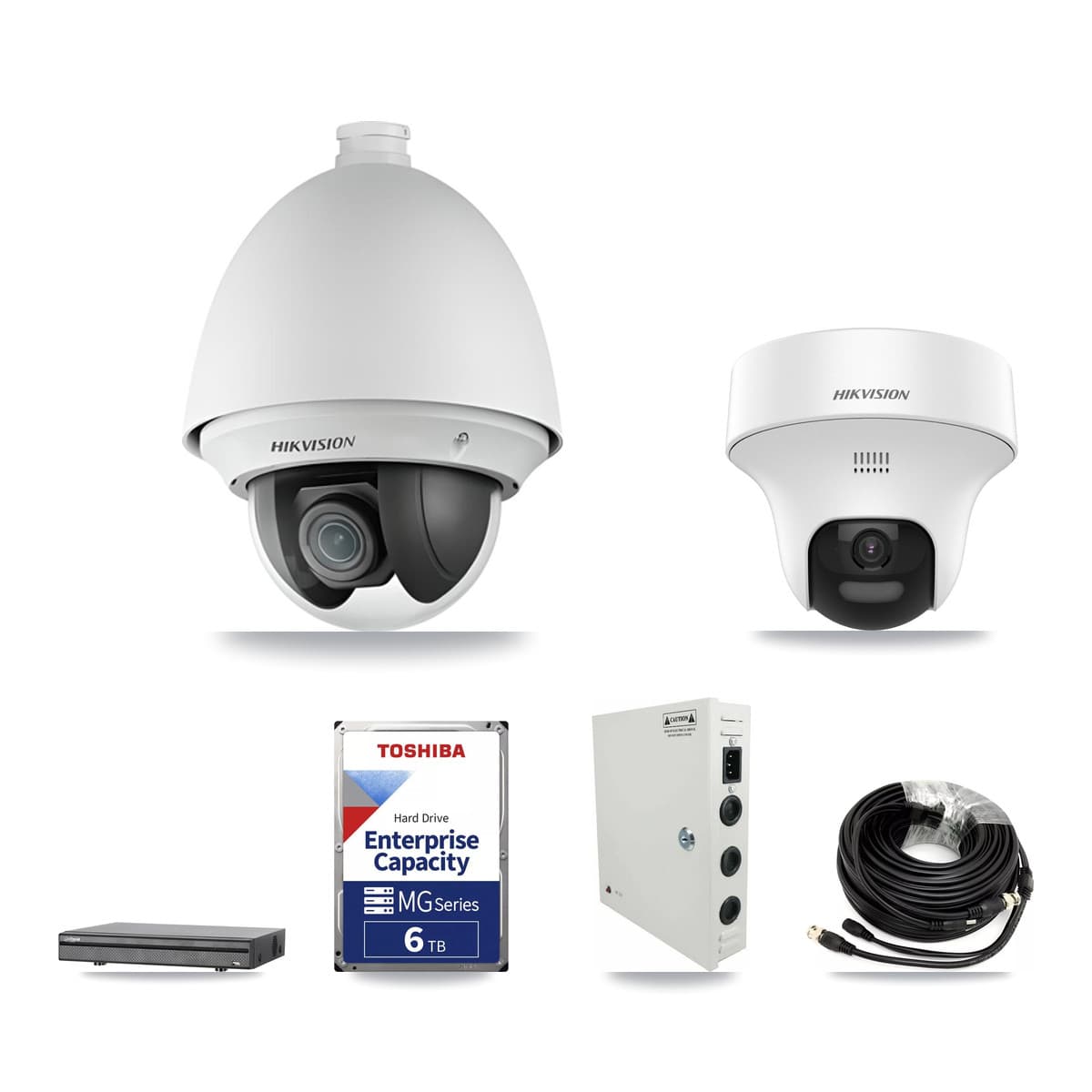 Hikvision & Dahua 8-Channel 2MP – 5MP CCTV Kit — 3 DS-2AE4225T 2MP PTZ + 3 DS-2CE70K0T 5MP Turret Cameras + 6TB Recording - Image 1