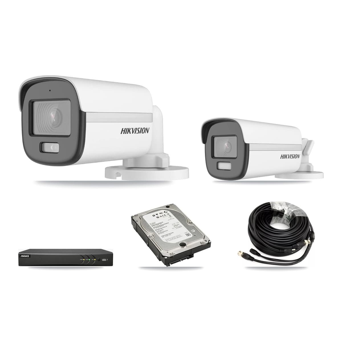 Hikvision & ANNKE 4-Channel 5MP – 4K CCTV Kit — 2 DS-2CE12KF0T 5MP + 1 DS-2CE12UF3T 4K Bullet Cameras + 5TB Recording - Image 1