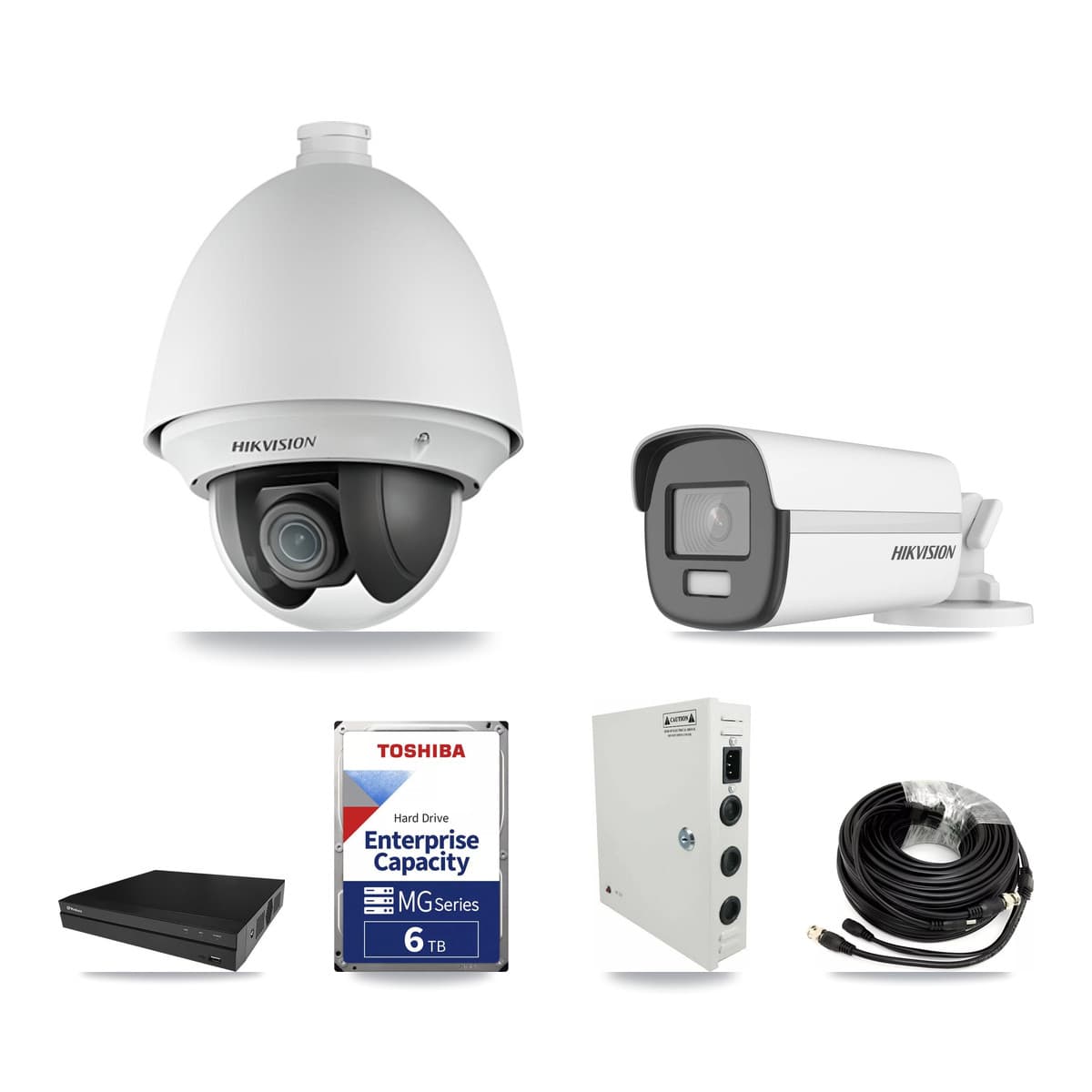 Hikvision & Prolux 8-Channel 2MP – 4K CCTV Kit — 5 2MP PTZ + 1 4K Bullet Cameras + 6TB Recording (PXD-5208AN Recorder) - Image 1