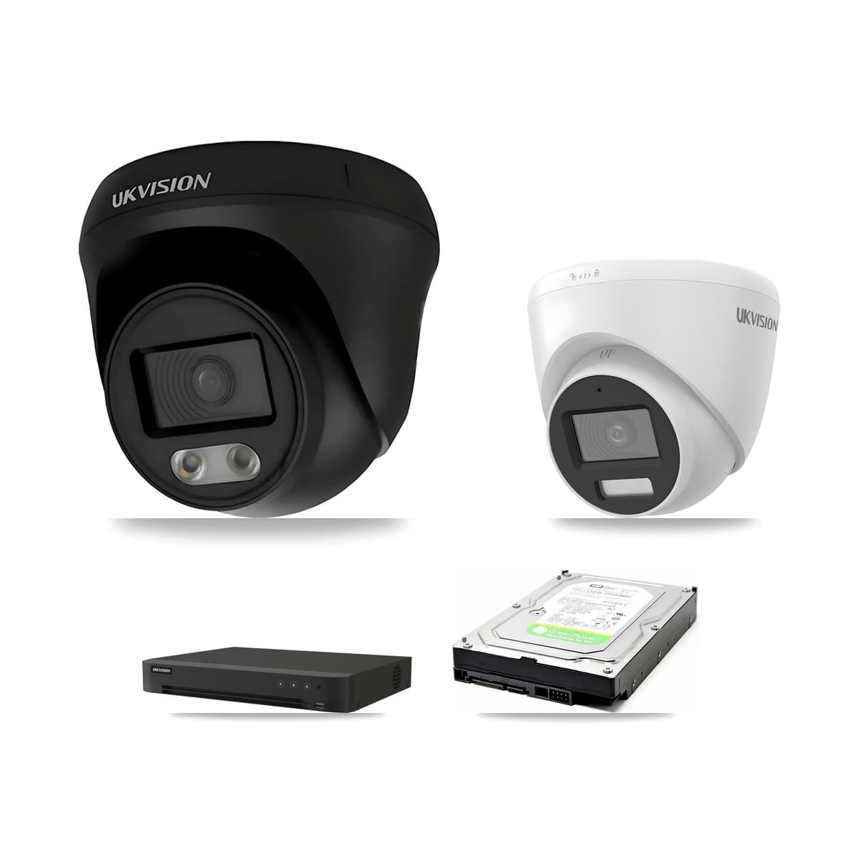 Hikvision 8-Channel 4K CCTV Kit — 2 UKVISION Cameras + 1TB Recording (IDS-7208HUHI-M1/XT Recorder)