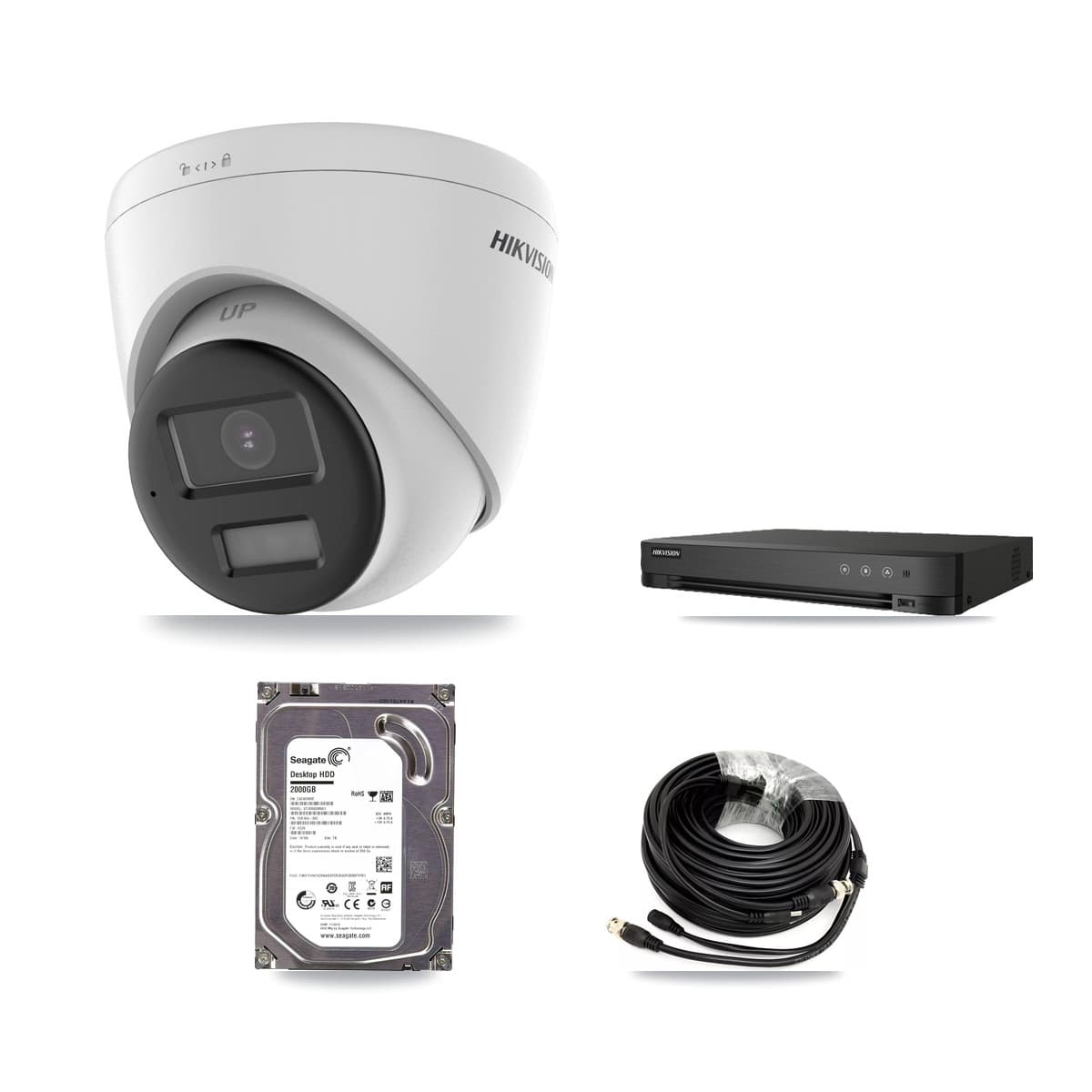 Hikvision 8-Channel 5MP CCTV Kit — 1 DS-2CE78K0T-LPTS Turret Camera + 2TB Recording (IDS-7208HQHI-M1/XT Recorder)
