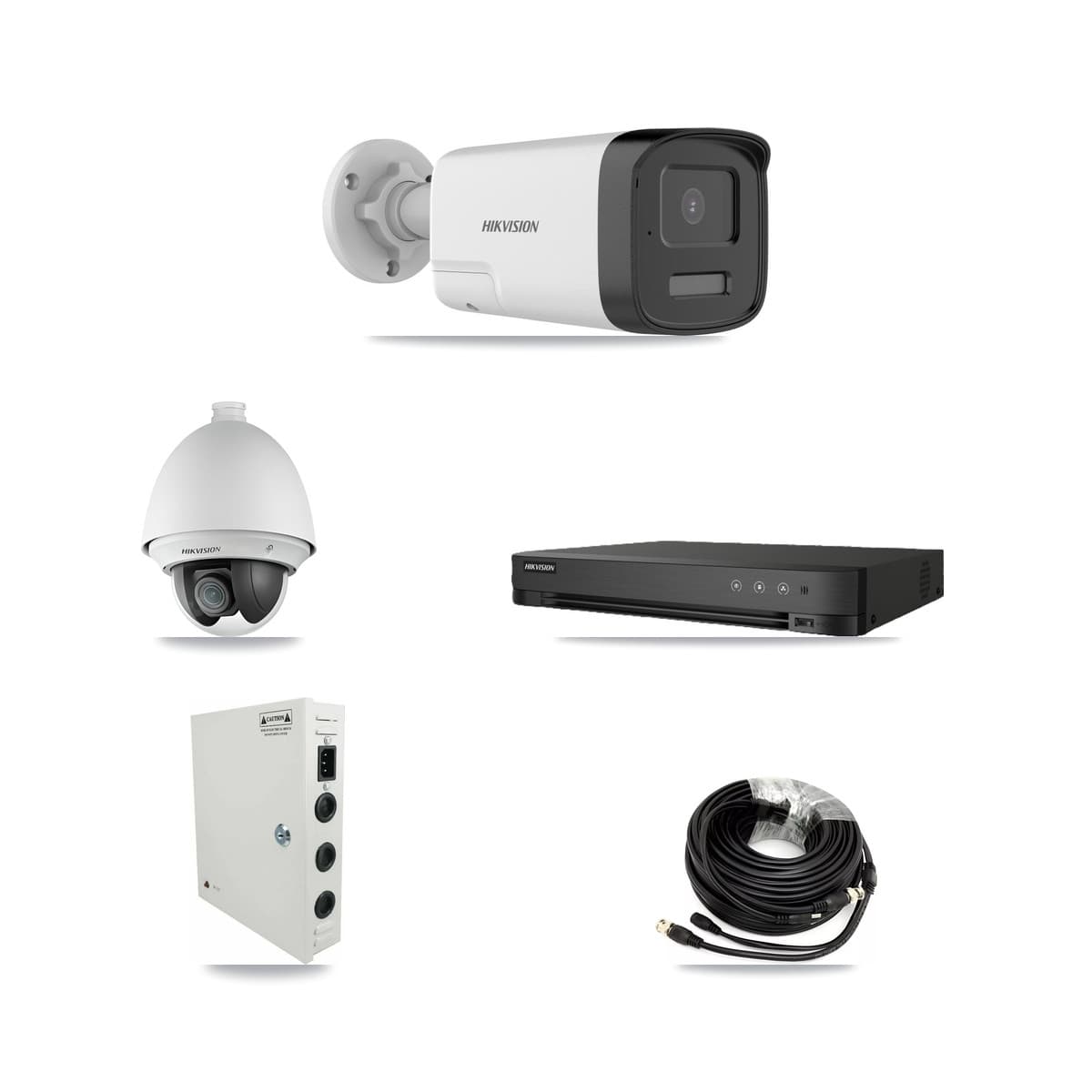 Hikvision 8-Channel 2MP – 5MP CCTV Kit — 1 DS-2AE4225T 2MP PTZ + 5 DS-2CE17K0T 5MP Bullet Cameras + 8TB Recording (IDS-7208HQHI Recorder)