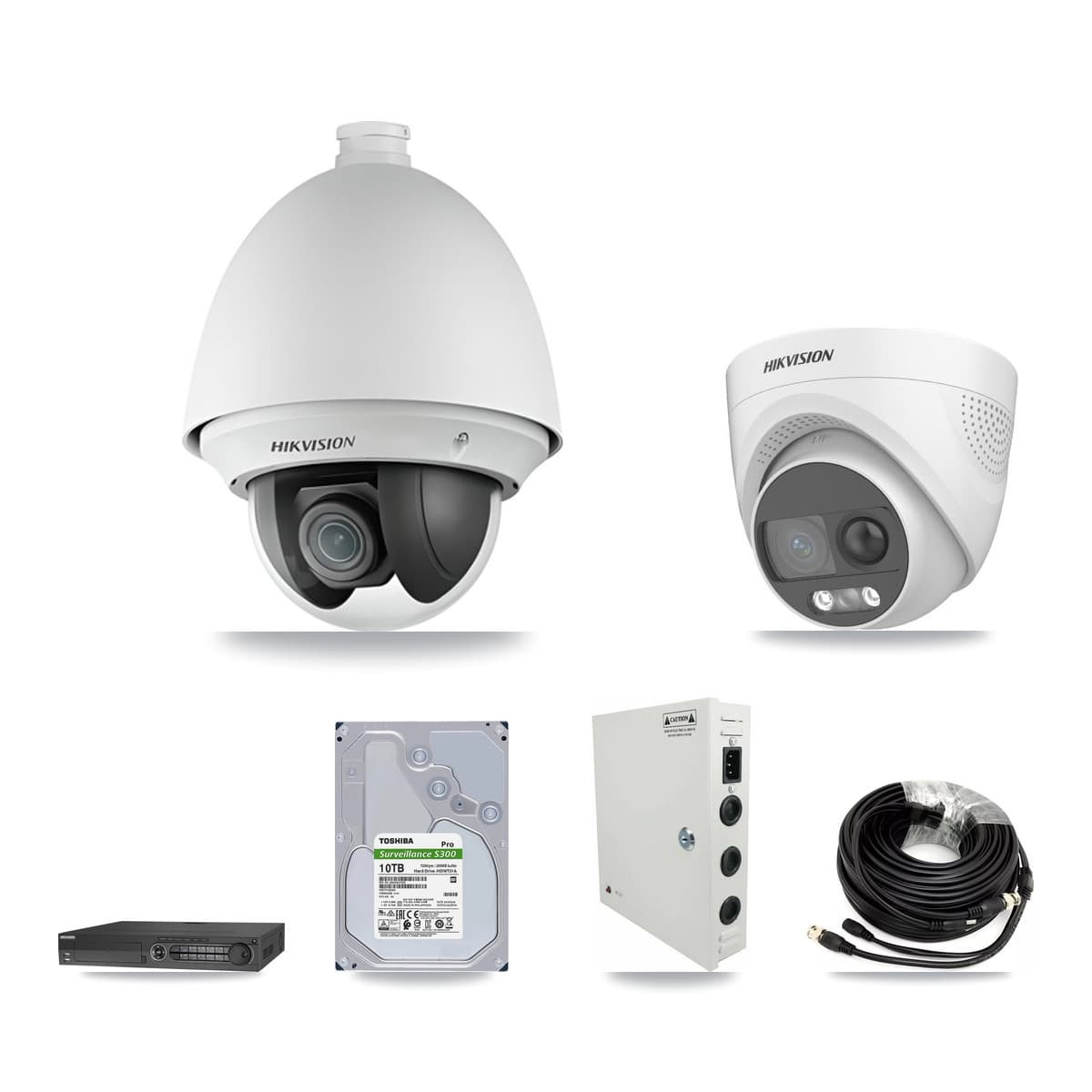 Hikvision 32-Channel 2MP – 5MP CCTV Kit — 14 DS-2AE4225T 2MP PTZ + 14 DS-2CE72KF3T 5MP Turret Cameras + 3× 10TB Recording - Image 1