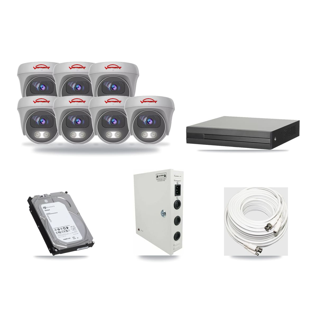 8-channel CCTV kit: 7 cameras (7× 5MP Camera), 6TB hard drive