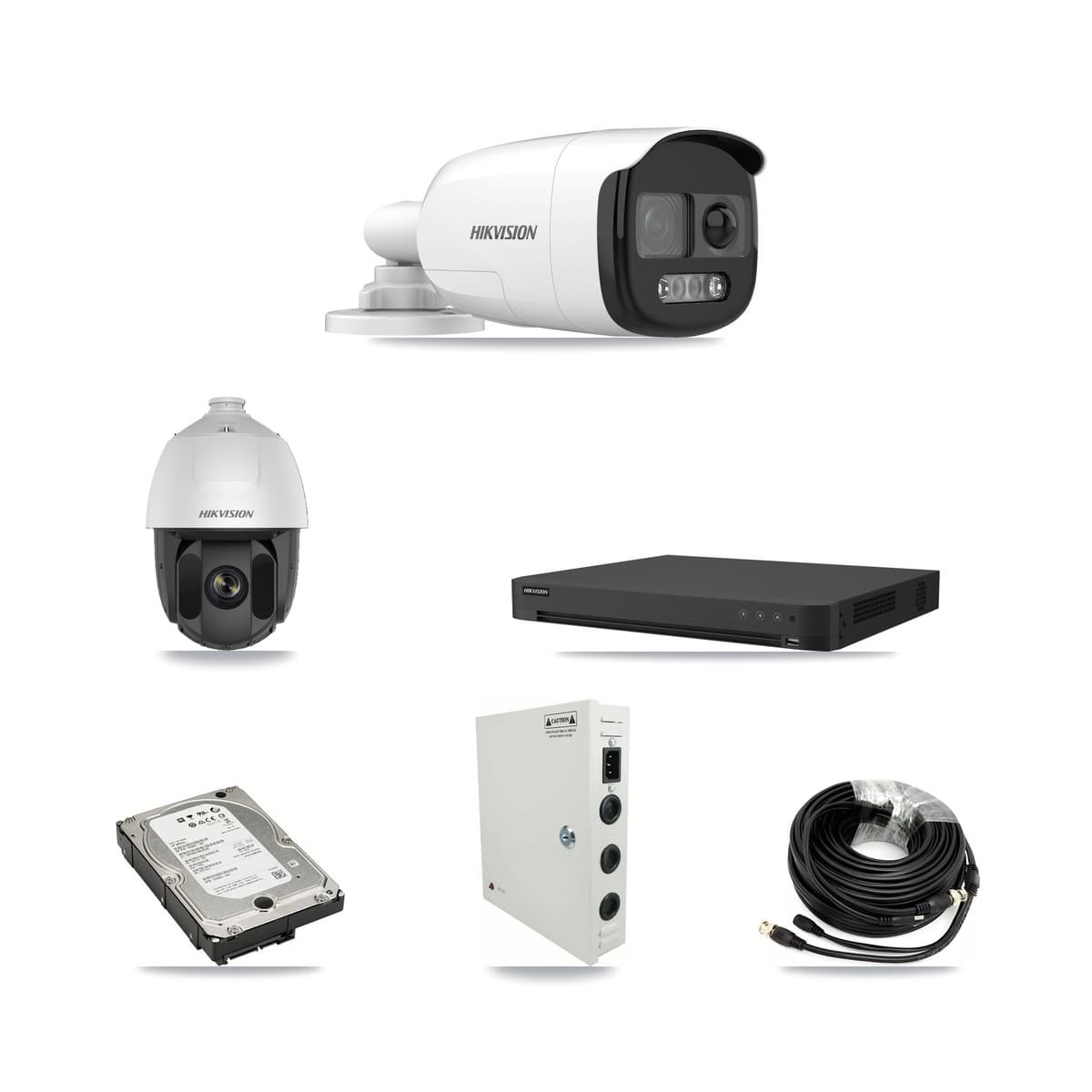 Hikvision 16-Channel 2MP – 5MP CCTV Kit — 1 2MP PTZ + 3 5MP Bullet Cameras + 5TB Recording (IDS-7216HUHI Recorder) - Image 1