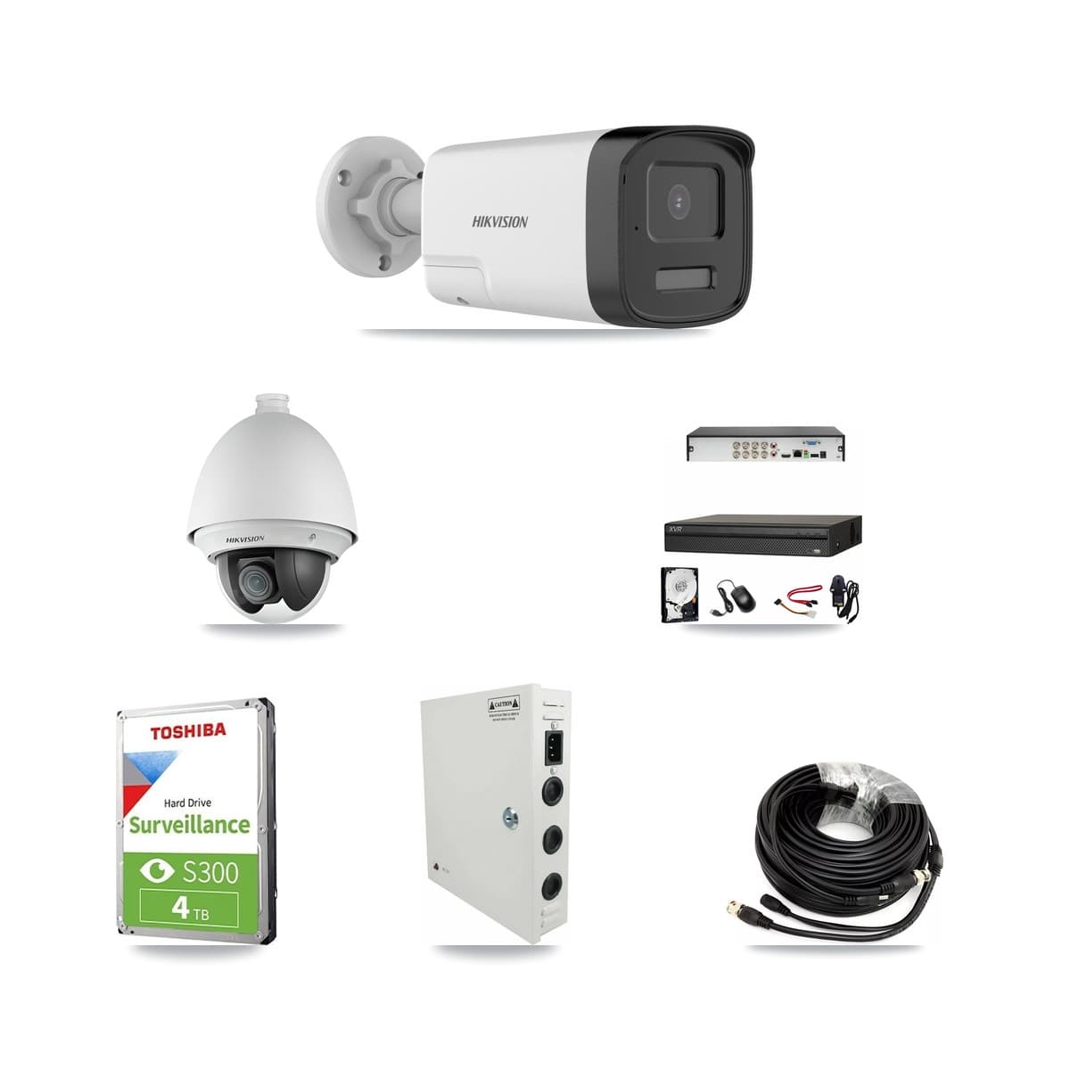 Hikvision & Dahua 8-Channel 2MP – 5MP CCTV Kit — 1 DS-2AE4225T 2MP PTZ + 2 DS-2CE17K0T 5MP Bullet Cameras + 4TB Recording - Image 1