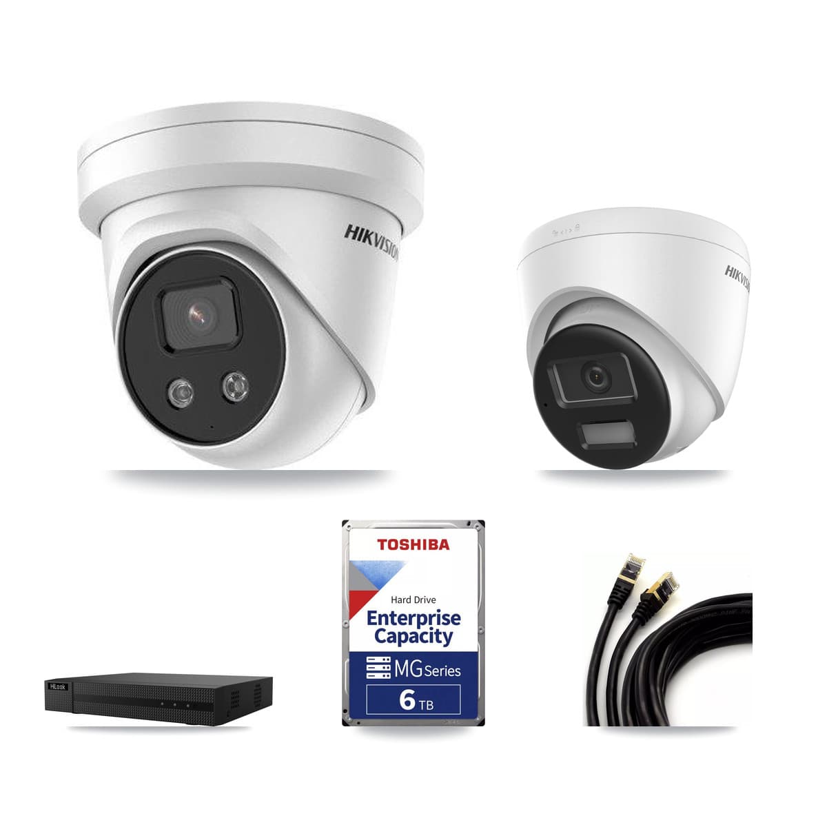 Hikvision & HiLook 8-Channel 5MP – 4K CCTV Kit — 1 4K + 5 5MP Turret Cameras + 6TB Recording