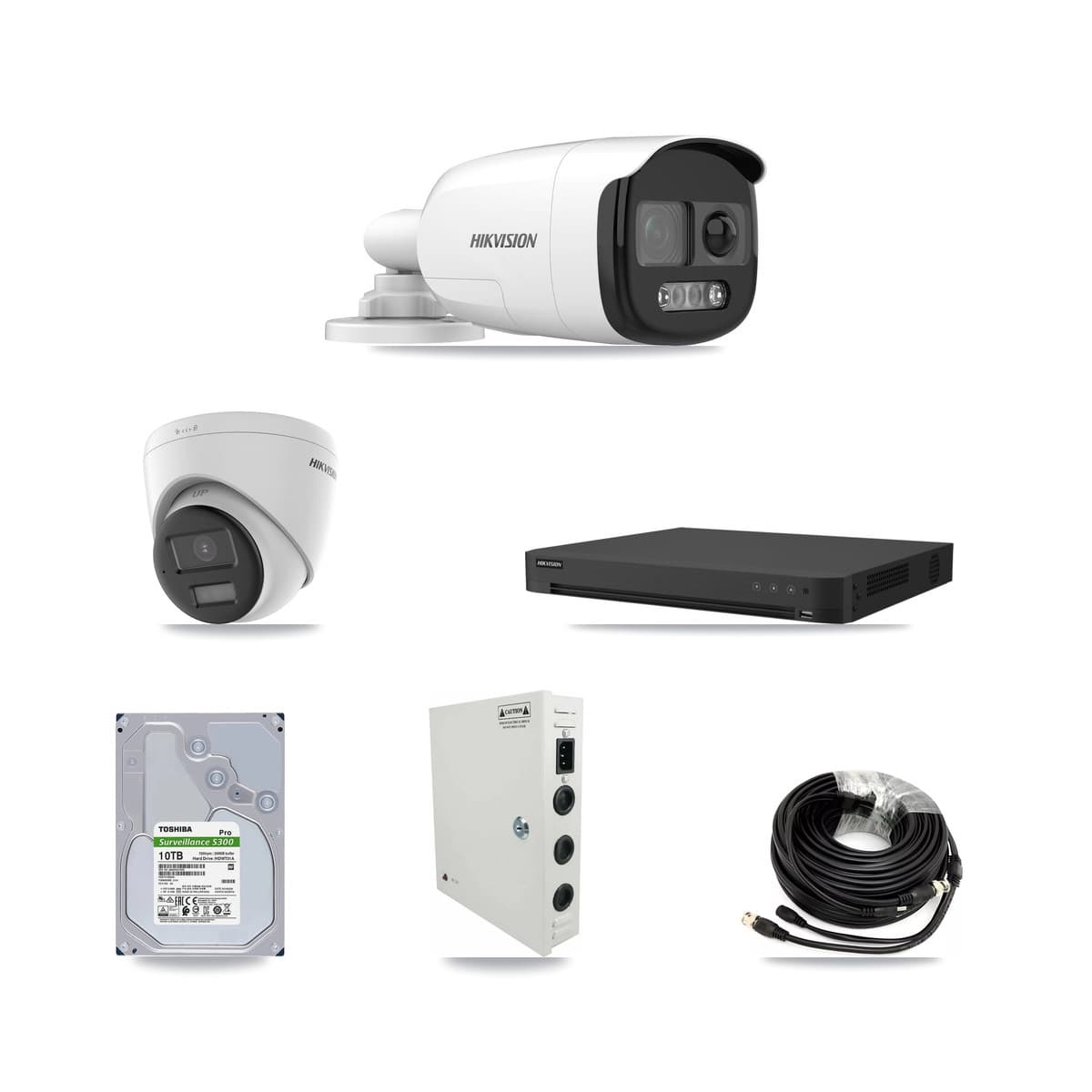 Hikvision 32-Channel 5MP CCTV Kit — 8 DS-2CE12KF3T-PIRXO Bullet + 8 DS-2CE78K0T-LPTS Turret Cameras + 2× 10TB Recording (IDS-7232HQHI-M2/XT Recorder) - Image 1