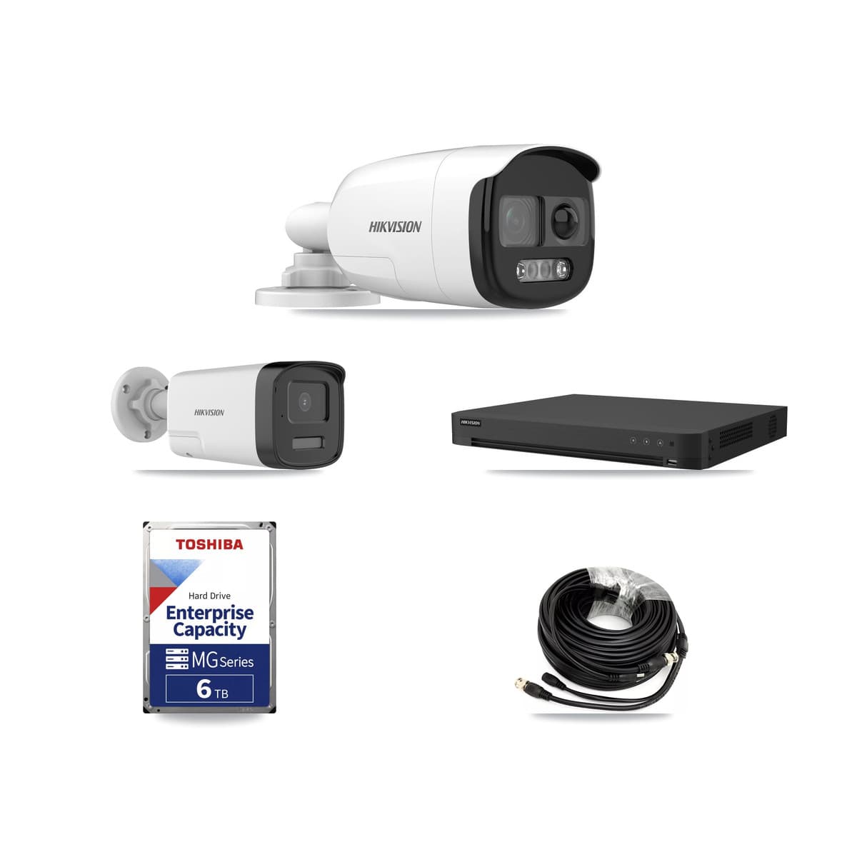Hikvision 16-Channel 5MP CCTV Kit — 1 DS-2CE12KF3T + 1 DS-2CE17K0T Bullet Cameras + 6TB Recording (IDS-7216HUHI Recorder) - Image 1