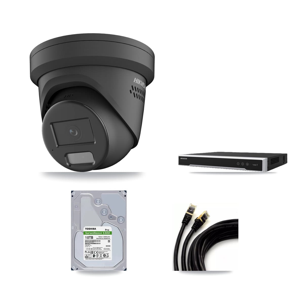 Hikvision 8-Channel 4MP CCTV Kit — 8 Black Turret Cameras + 10TB Recording