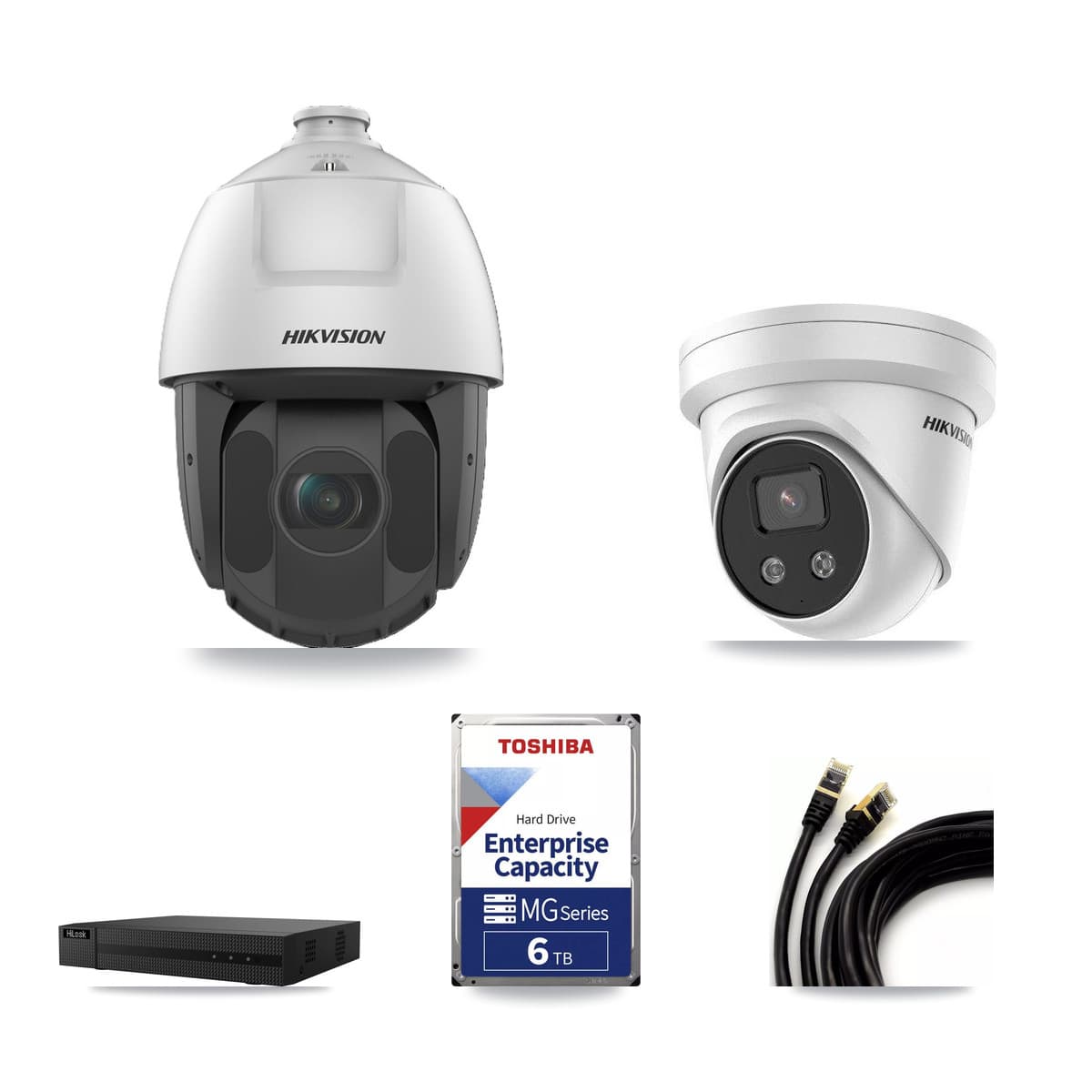 Hikvision & HiLook 8-Channel 2MP – 5MP CCTV Kit — 1 5MP Turret + 7 2MP PTZ Cameras + 6TB Recording (NVR-108MH-D Recorder) - Image 1