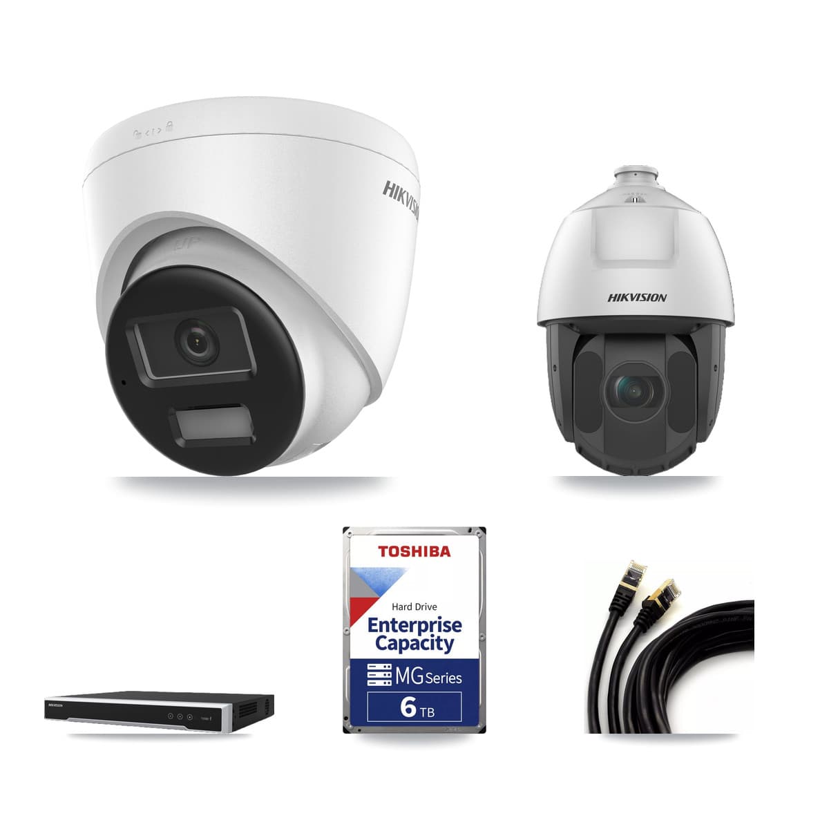 Hikvision 16-Channel 2MP – 4K CCTV Kit — 2 4K Turret + 1 2MP PTZ Cameras + 6TB Recording - Image 1