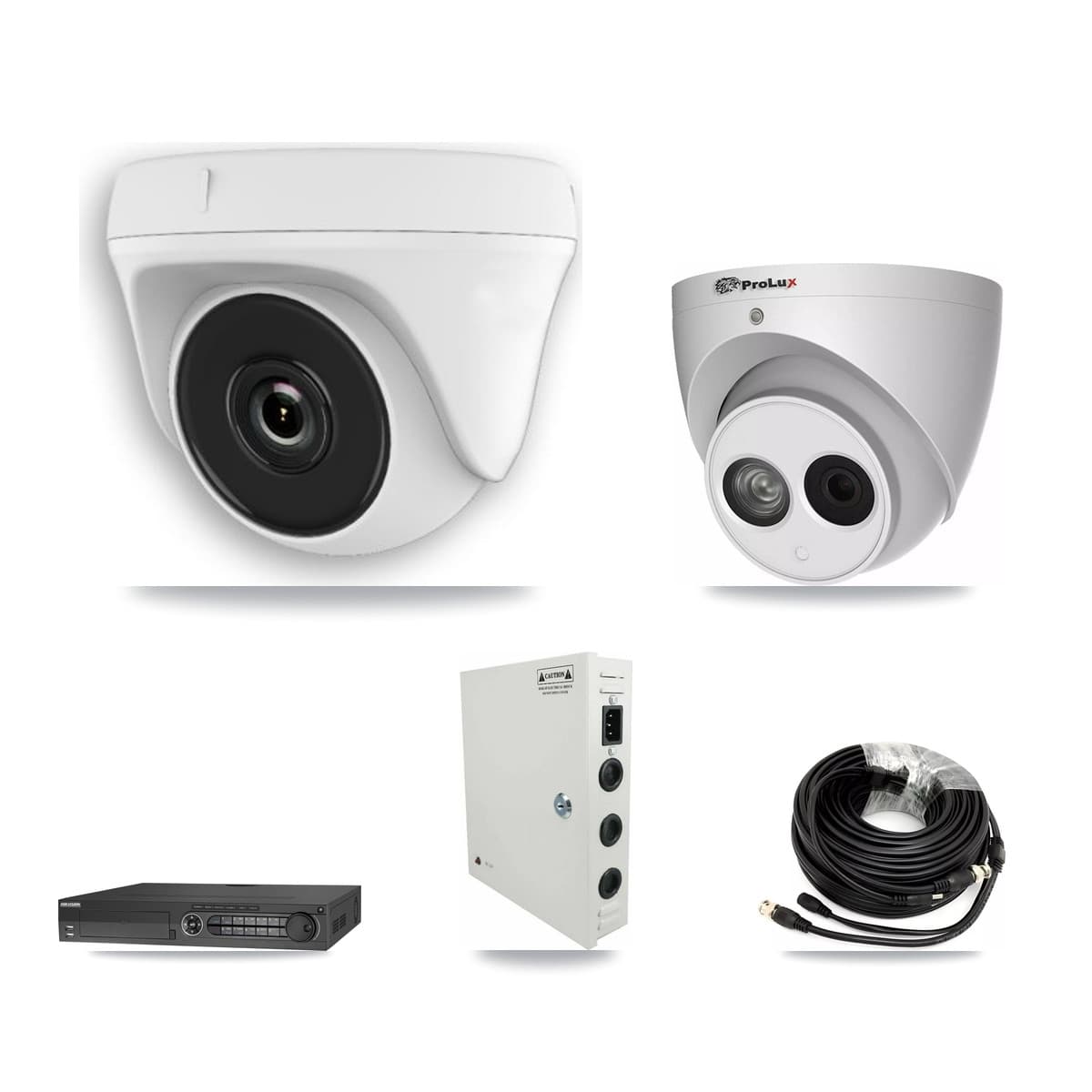 Prolux & Hikvision 32-Channel 2MP – 4MP CCTV Kit — 23 White 2MP Dome + 1 4MP Turret Cameras + 2× 8TB Recording (DS-7332HQHI Recorder)