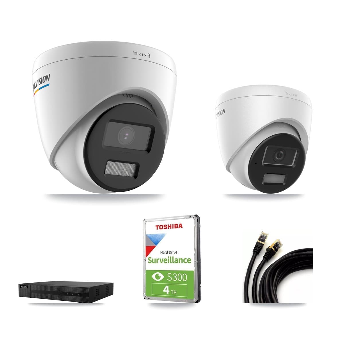 Hikvision & HiLook 8-Channel 2MP – 4MP CCTV Kit — 2 2MP + 2 4MP Turret Cameras + 4TB Recording (NVR-108MH-D Recorder) - Image 1