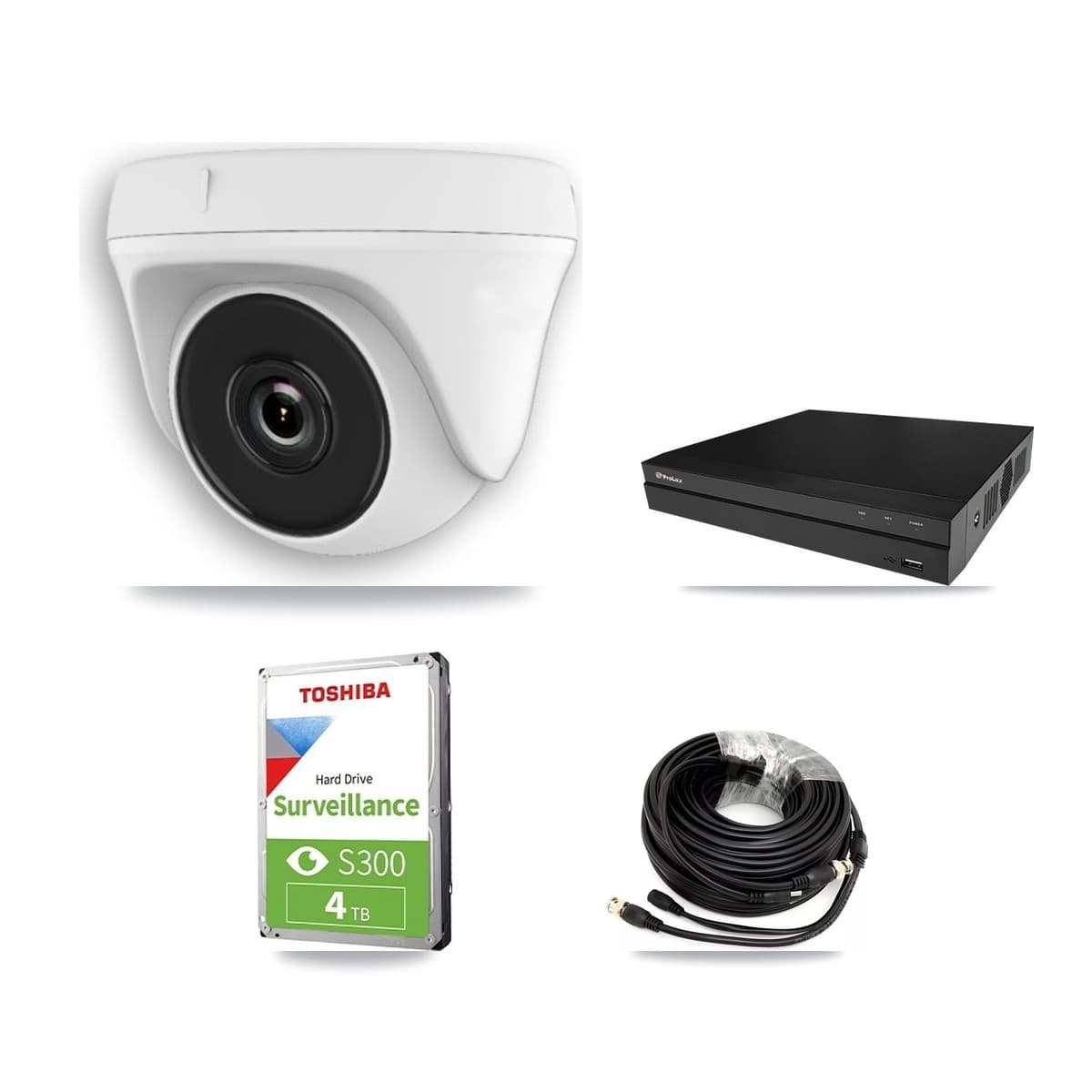 Prolux 8-Channel 2MP CCTV Kit — 4 White Dome Cameras + 4TB Recording (PXD-5208AN Recorder)
