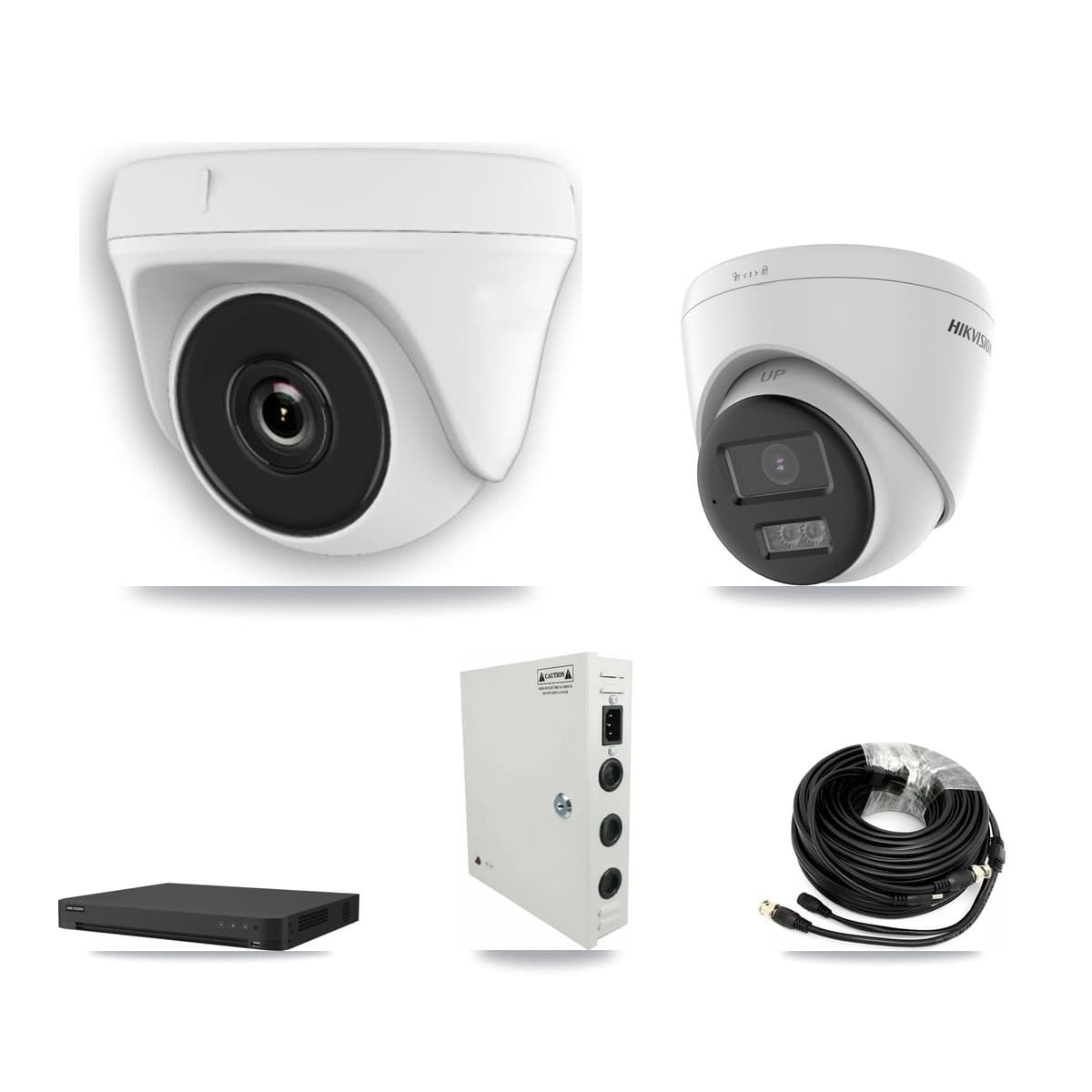 Hikvision 32-Channel 2MP – 5MP CCTV Kit — 1 DS-2CE78K0T-LTS 5MP Turret + 25 White HDT-2MP-N20W-2.8MM 2MP Dome Cameras + 2× 8TB Recording (IDS-7232HQHI-M2/XT Recorder)
