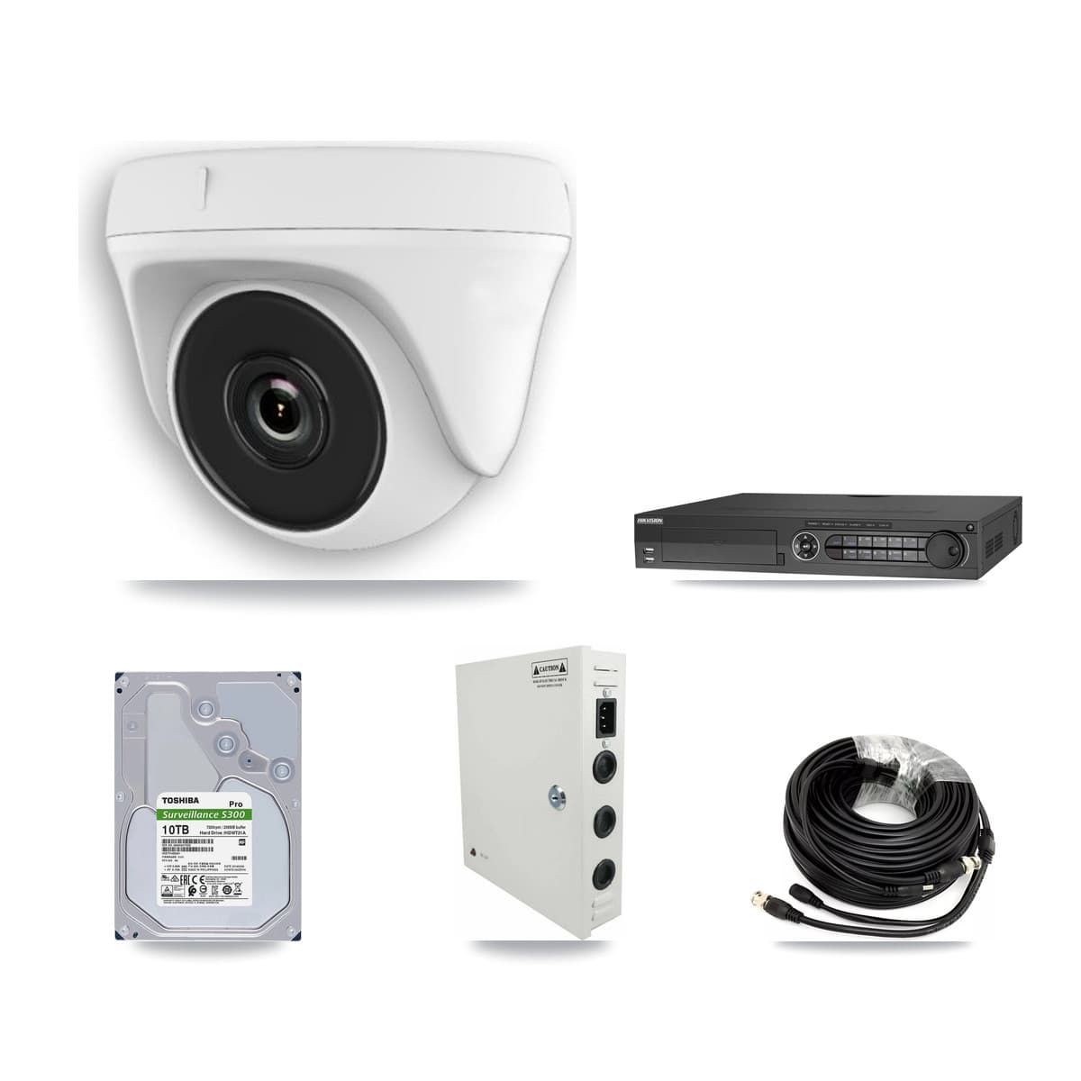 Hikvision 32-Channel 2MP CCTV Kit — 16 White Dome Cameras + 10TB Recording (DS-7332HQHI Recorder)