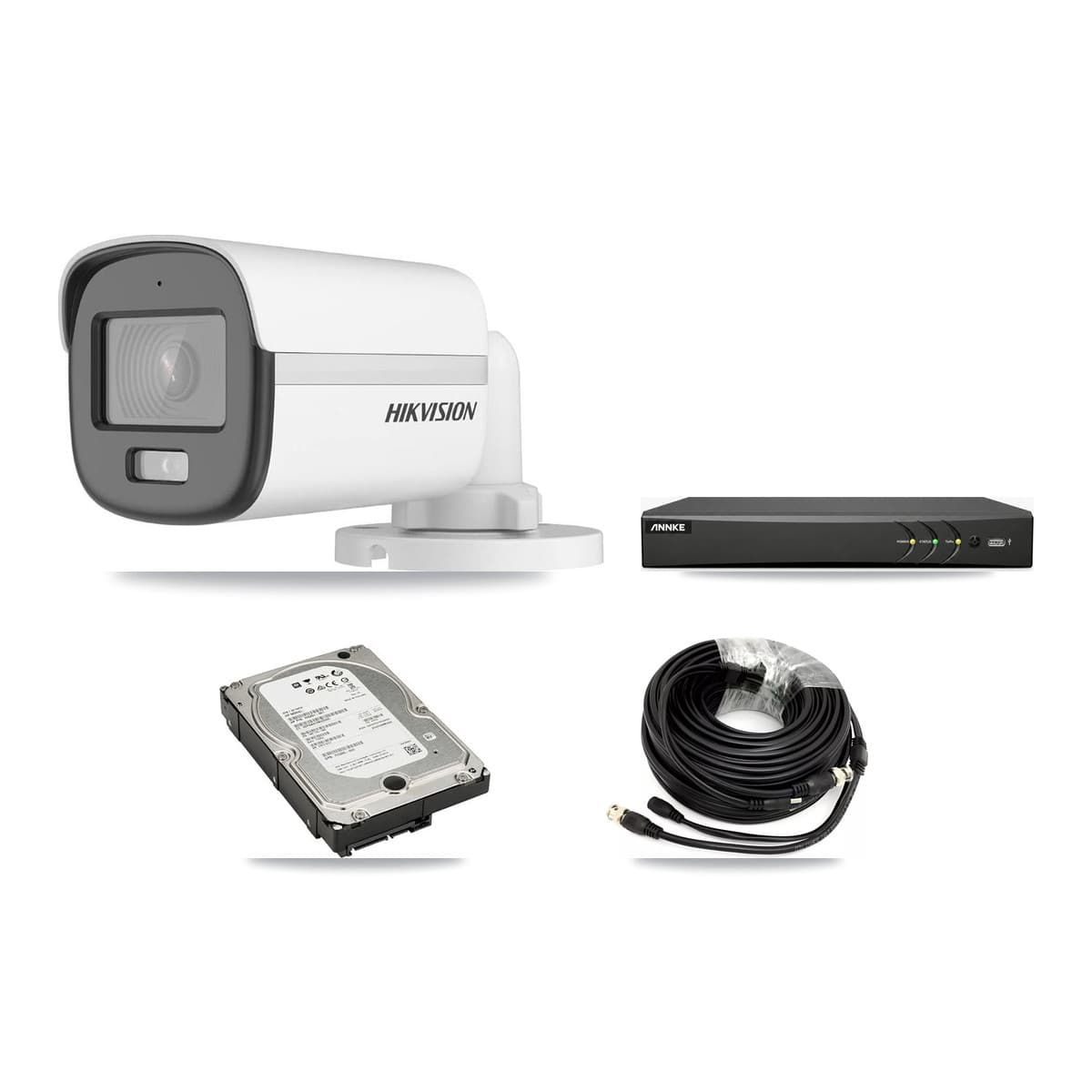 Hikvision & ANNKE 4-Channel 5MP CCTV Kit — 4 DS-2CE12KF0T Bullet Cameras + 5TB Recording - Image 1