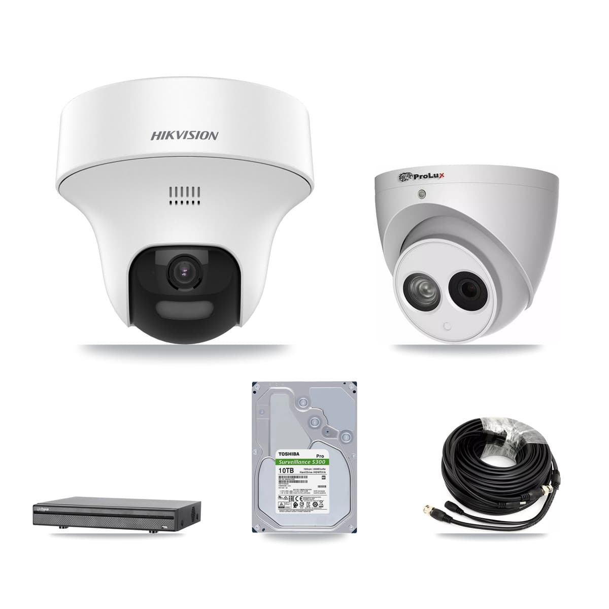 8-Channel 4MP – 5MP CCTV Kit — 6 DS-2CE70K0T 5MP + 1 PXC-612C4W-A 4MP Turret Cameras + 10TB Recording (DH-XVR5108H Recorder) - Image 1