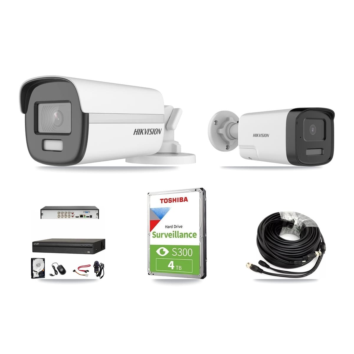 Hikvision & Dahua 8-Channel 5MP – 4K CCTV Kit — 1 4K + 1 5MP Bullet Cameras + 4TB Recording (XVR-3108AD Recorder) - Image 1