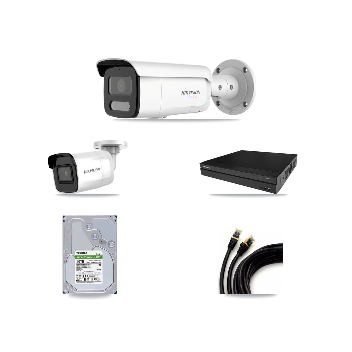 Hikvision & Prolux 8-Channel 4K CCTV Kit — 1 DS-2CD2085G1 + 4 DS-2CD2T87G2H Bullet Cameras + 10TB Recording