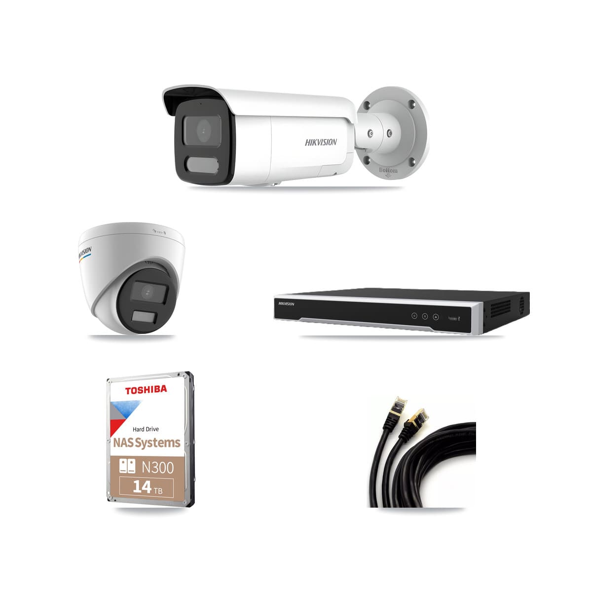 Hikvision 16-Channel 2MP – 4MP CCTV Kit — 1 2MP Turret + 10 4MP Bullet Cameras + 14TB Recording - Image 1