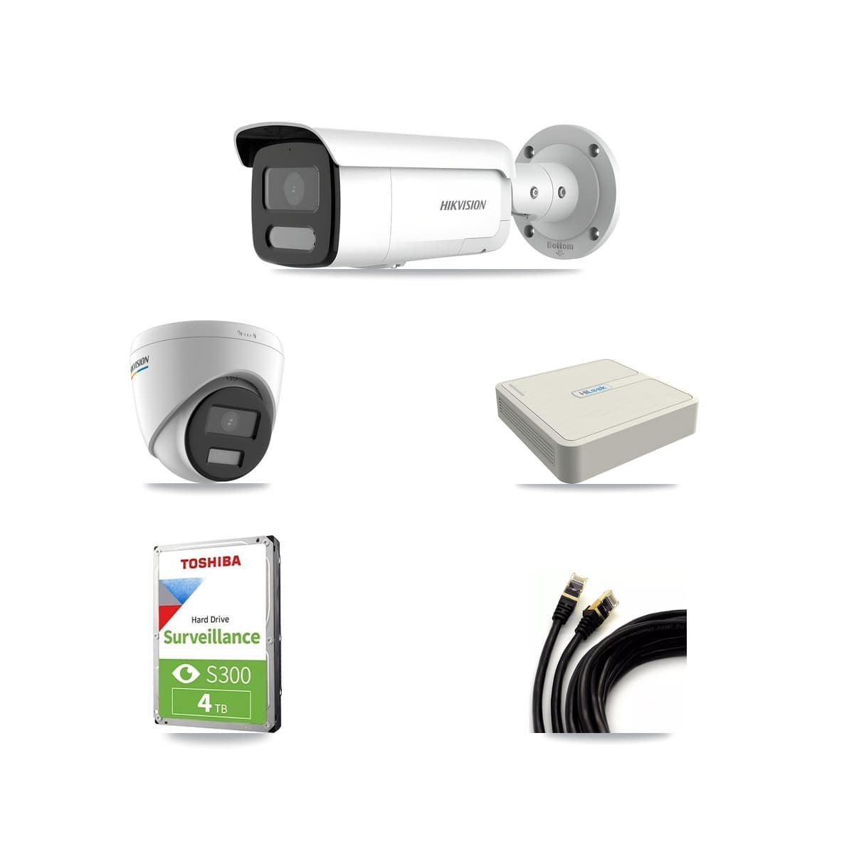 Hikvision & HiLook 8-Channel 2MP – 4MP CCTV Kit — 1 2MP Turret + 2 4MP Bullet Cameras + 4TB Recording (NVR-108H-D Recorder) - Image 1