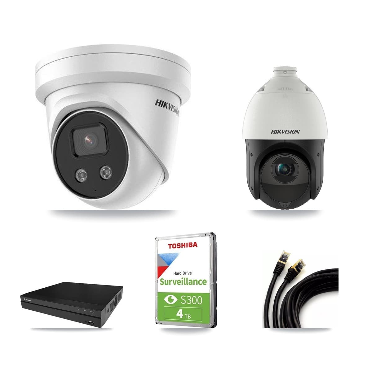 Hikvision & Prolux 8-Channel 4MP – 5MP CCTV Kit — 2 5MP Turret + 1 4MP PTZ Cameras + 4TB Recording - Image 1