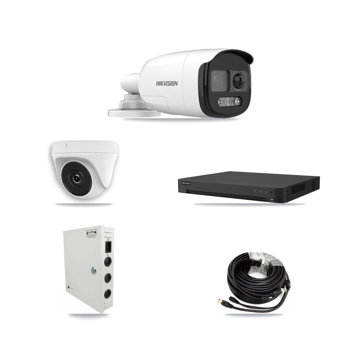 Hikvision 32-Channel 2MP – 5MP CCTV Kit — 8 DS-2CE12KF3T 5MP Bullet + 8 White HDT-2MP-N20W 2MP Dome Cameras + 2× 8TB Recording (IDS-7232HQHI Recorder)