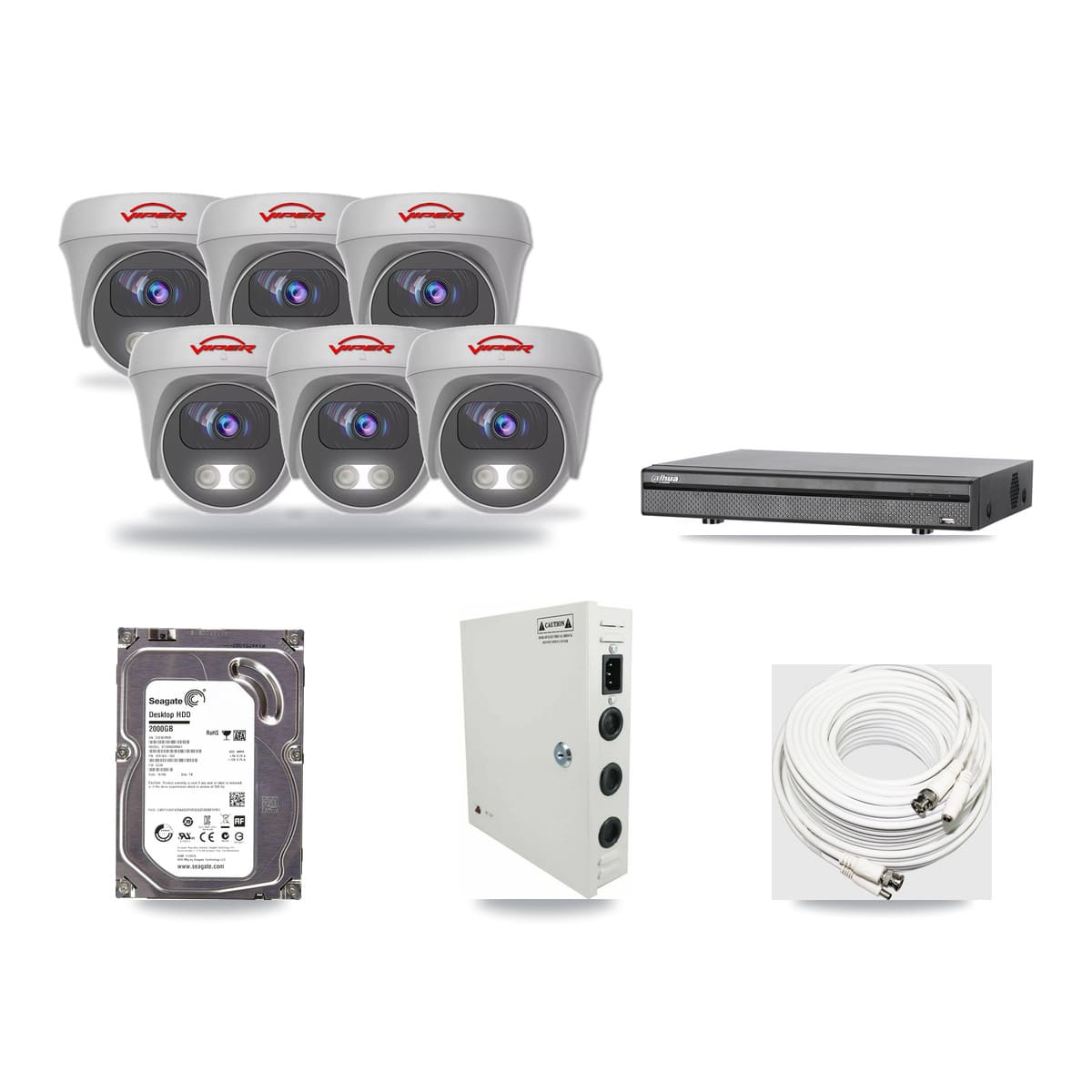 Dahua 8-channel CCTV kit: 6 cameras (6× 5MP Camera), 2TB hard drive