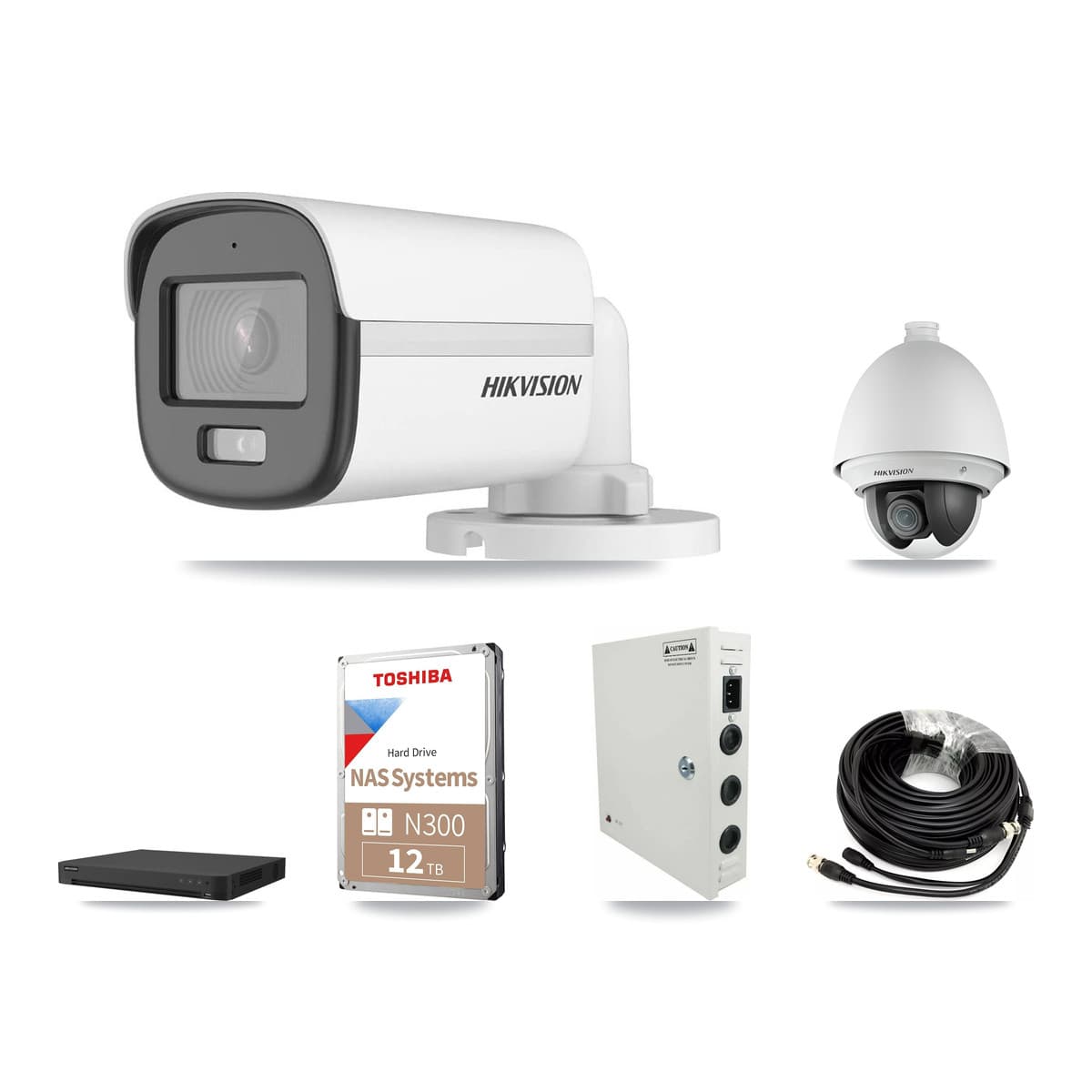 Hikvision 32-Channel 2MP – 5MP CCTV Kit — 7 DS-2AE4225T 2MP PTZ + 15 DS-2CE12KF0T 5MP Bullet Cameras + 2× 12TB Recording - Image 1