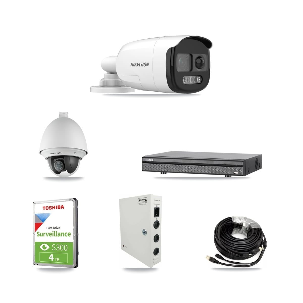 Hikvision & Dahua 8-Channel 2MP – 5MP CCTV Kit — 1 DS-2AE4225T 2MP PTZ + 2 DS-2CE12KF3T 5MP Bullet Cameras + 4TB Recording (DH-XVR5108H Recorder) - Image 1