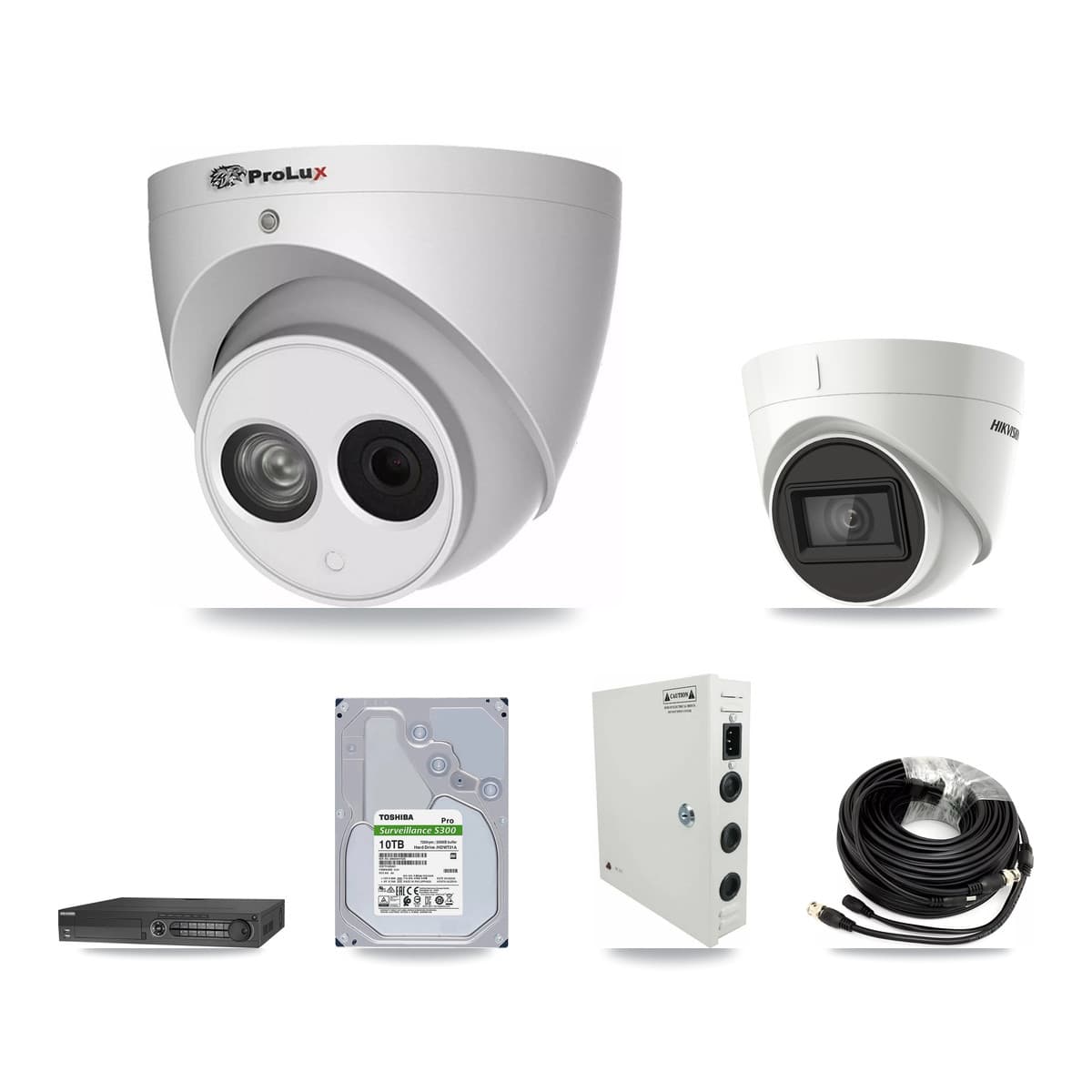 Hikvision & Prolux 32-Channel 4MP – 4K CCTV Kit — 1 DS-2CE78U1T 4K + 28 PXC-612C4W-A 4MP Turret Cameras + 4× 10TB Recording - Image 1
