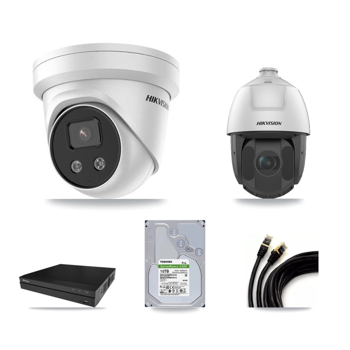 Hikvision & Prolux 16-Channel 2MP – 5MP CCTV Kit — 14 5MP Turret + 1 2MP PTZ Cameras + 2× 10TB Recording - Image 1